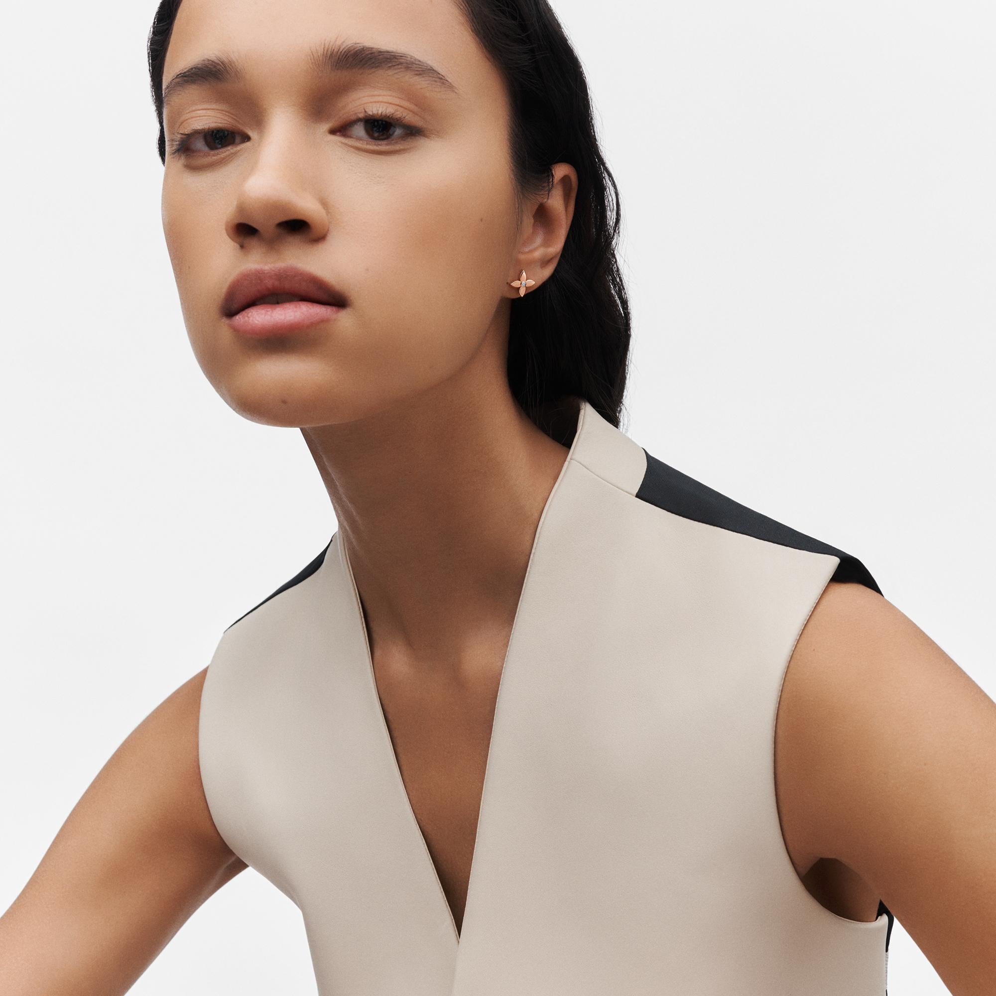 Idylle Blossom 玫瑰K金及黃K金配鑽石雙面單枚耳釘  in 珠寶系列