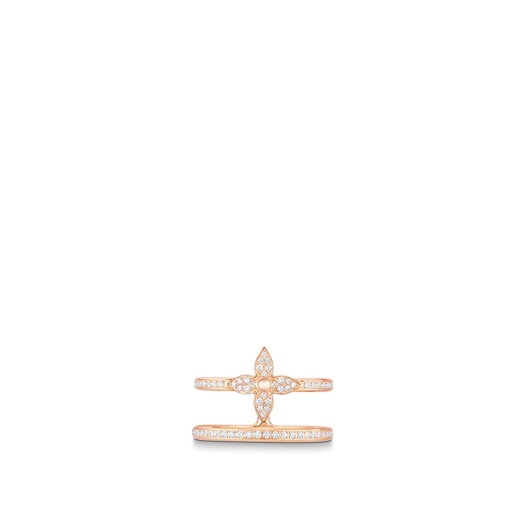 Idylle Blossom Two-Row Ring, Pink Gold And Diamonds  in Jewellery