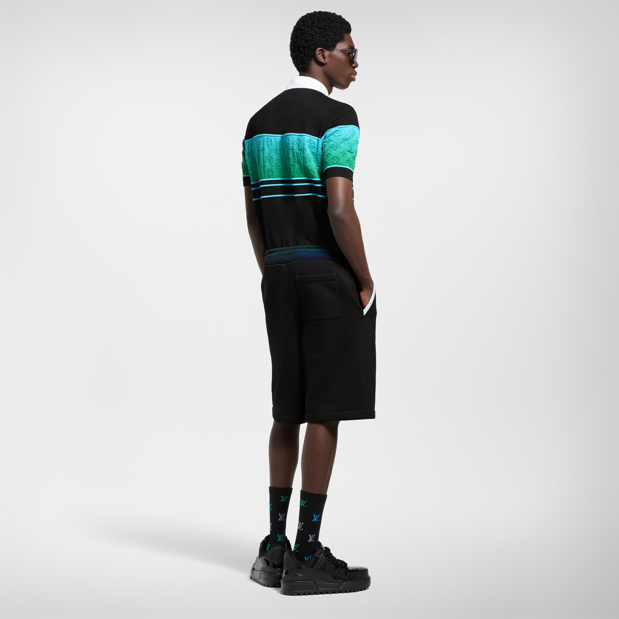 Iridescent Jacquard Short-Sleeved Polo  in Men