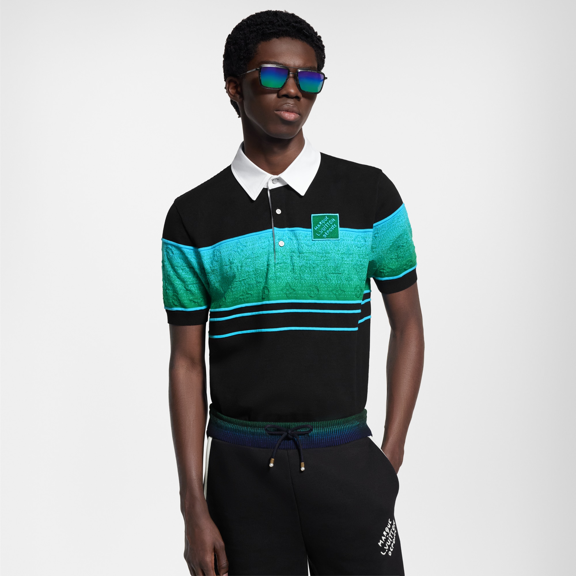 Iridescent Jacquard Short-Sleeved Polo  in Men