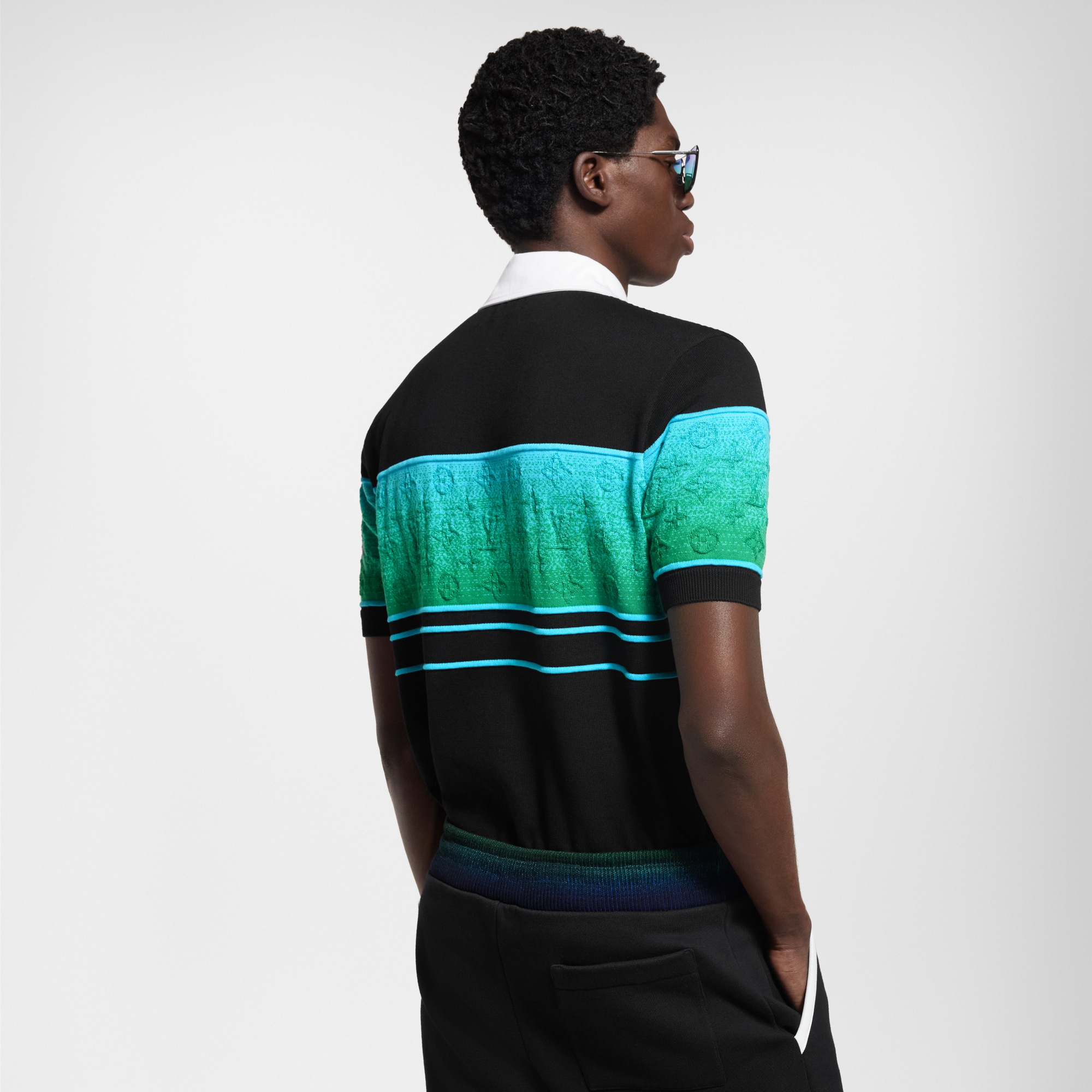 Iridescent Jacquard Short-Sleeved Polo  in Men