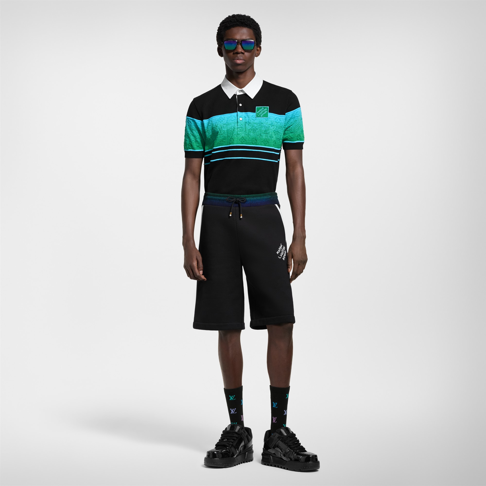 Iridescent Jacquard Short-Sleeved Polo  in Men