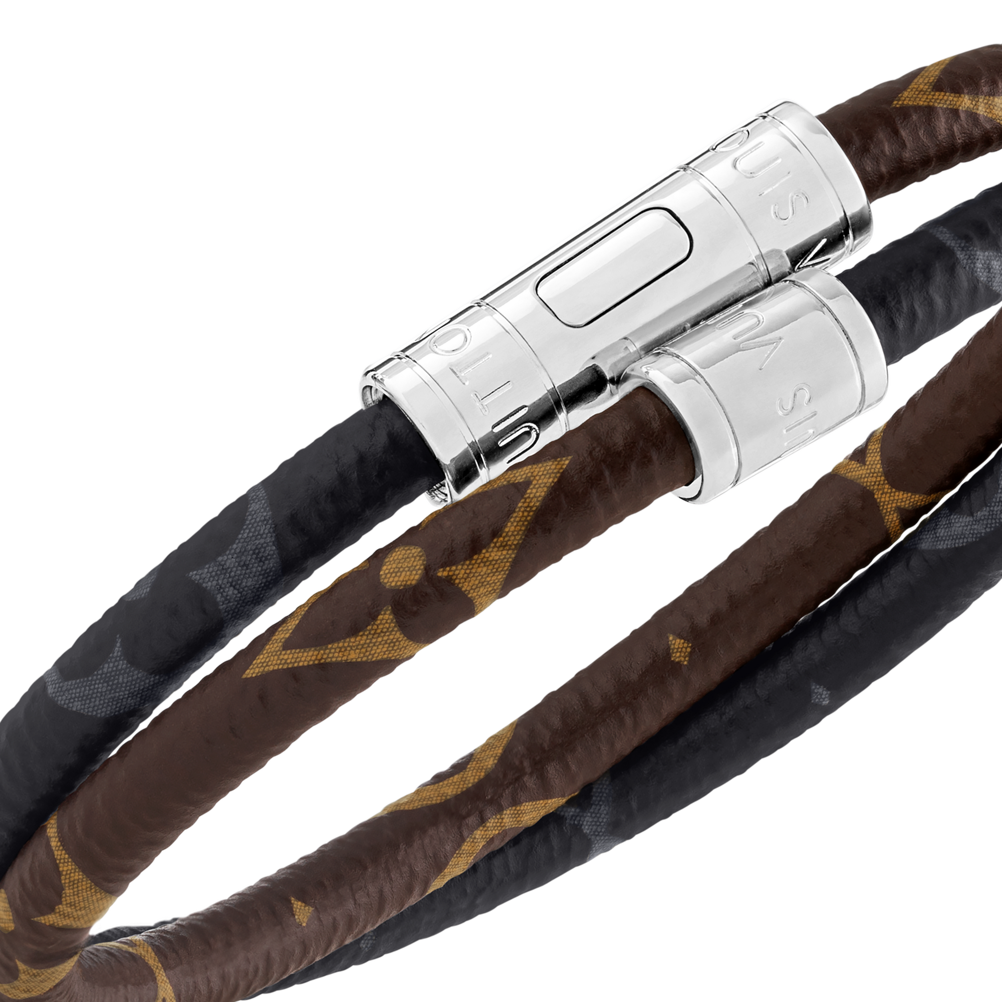 Keep It Double Leather Bracelet Monogram Canvas in Men