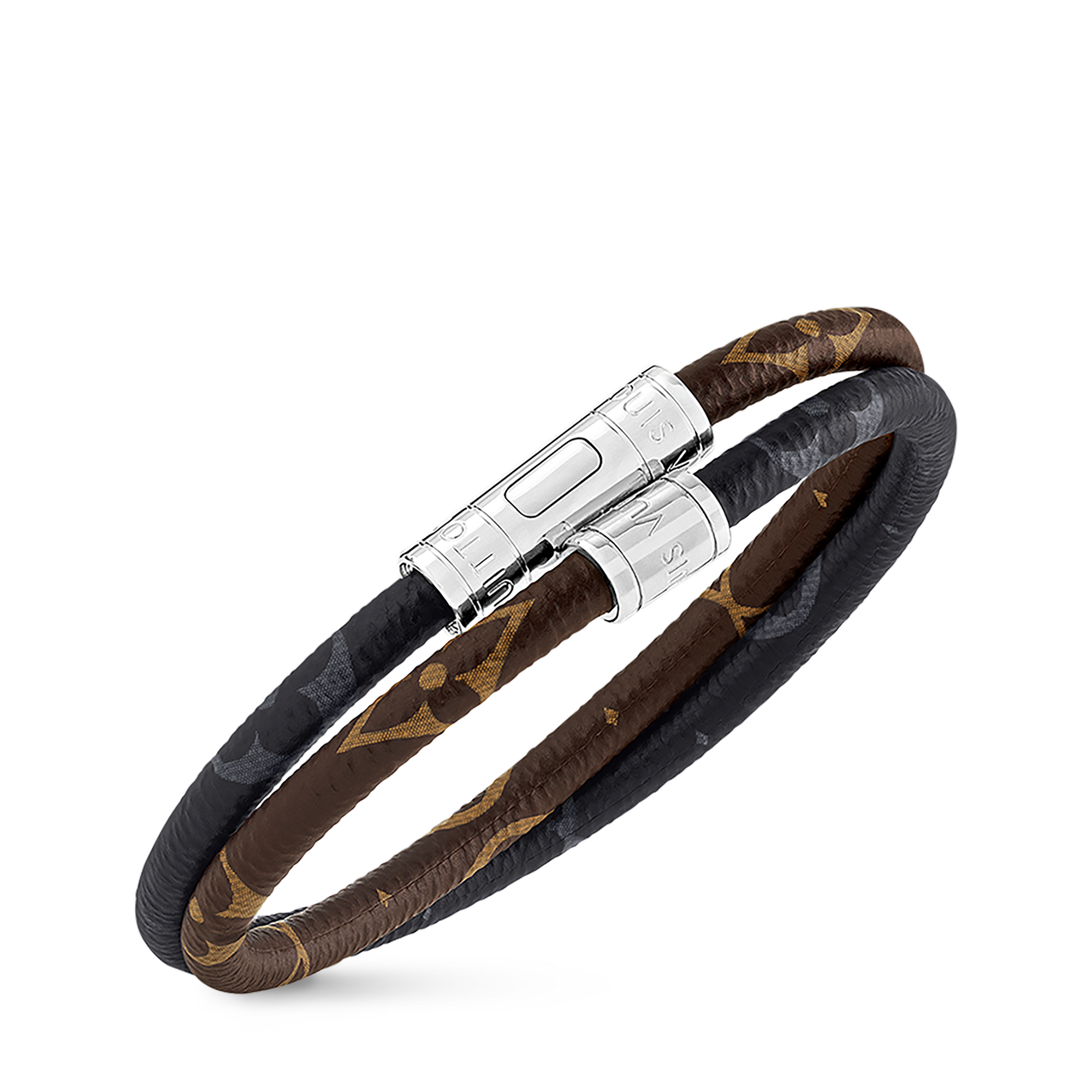 Keep It Double Leather Bracelet Monogram Canvas in Men