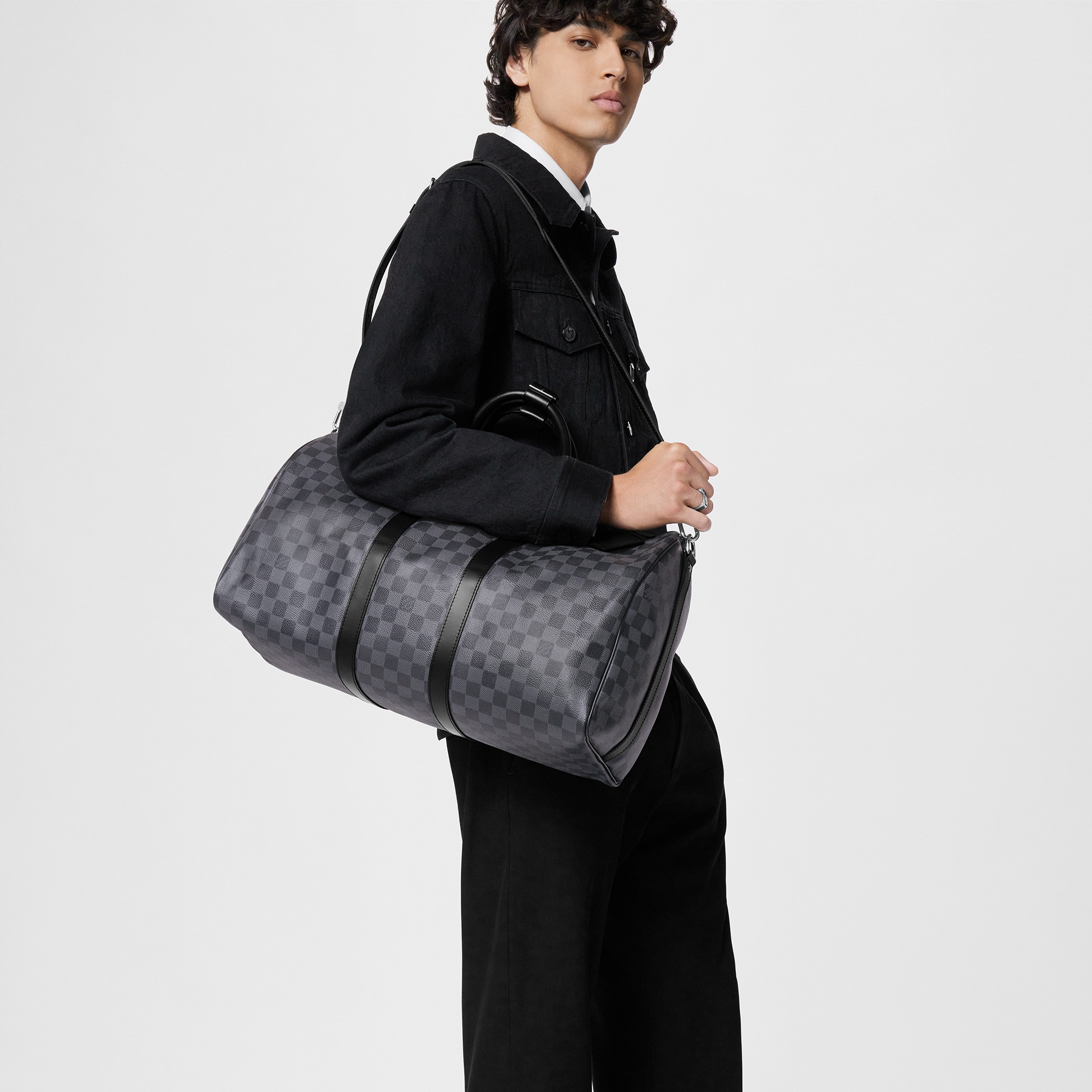 Keepall Bandoulière 45 Damier Graphite Canvas in Men