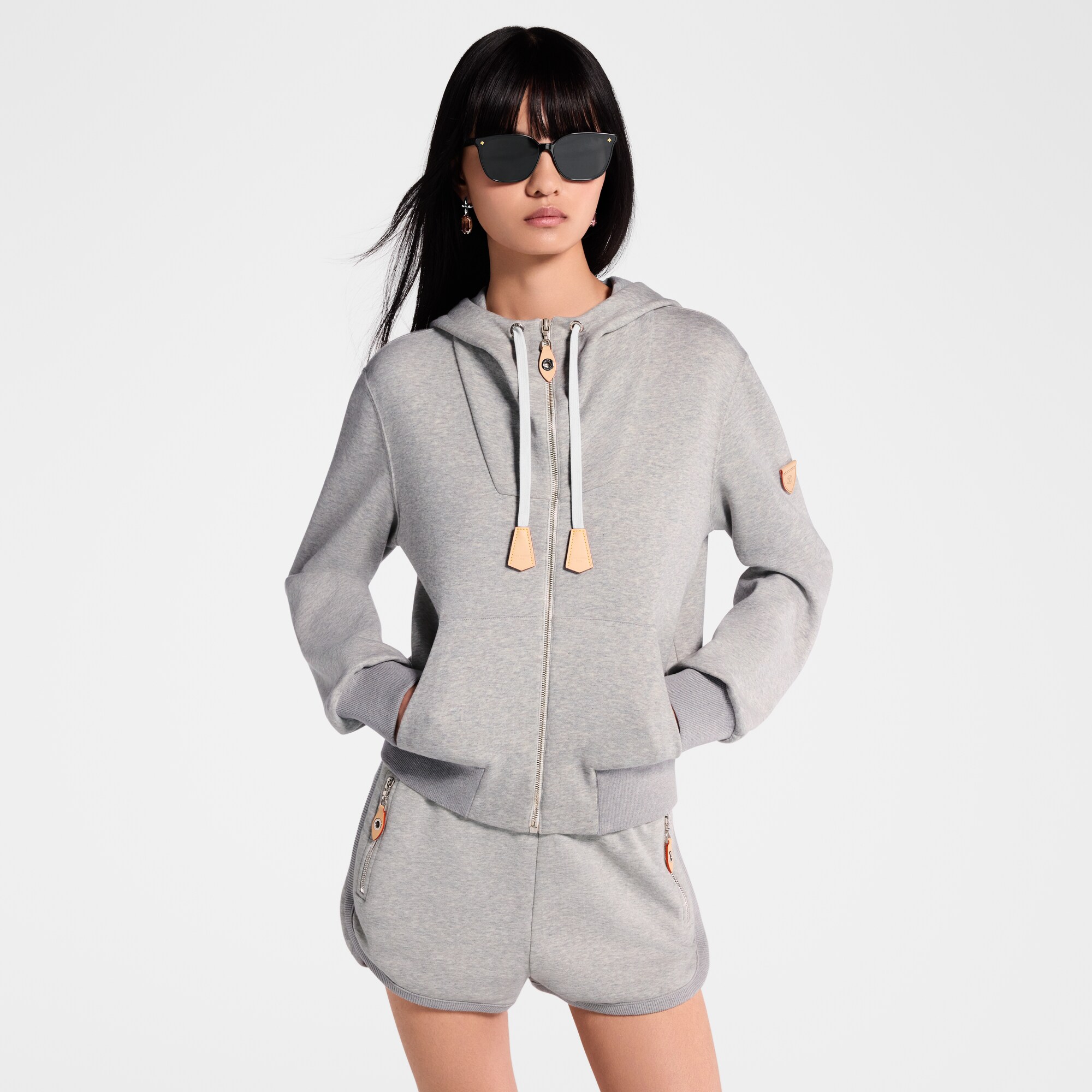 Leather Accent Hoodie  in Women