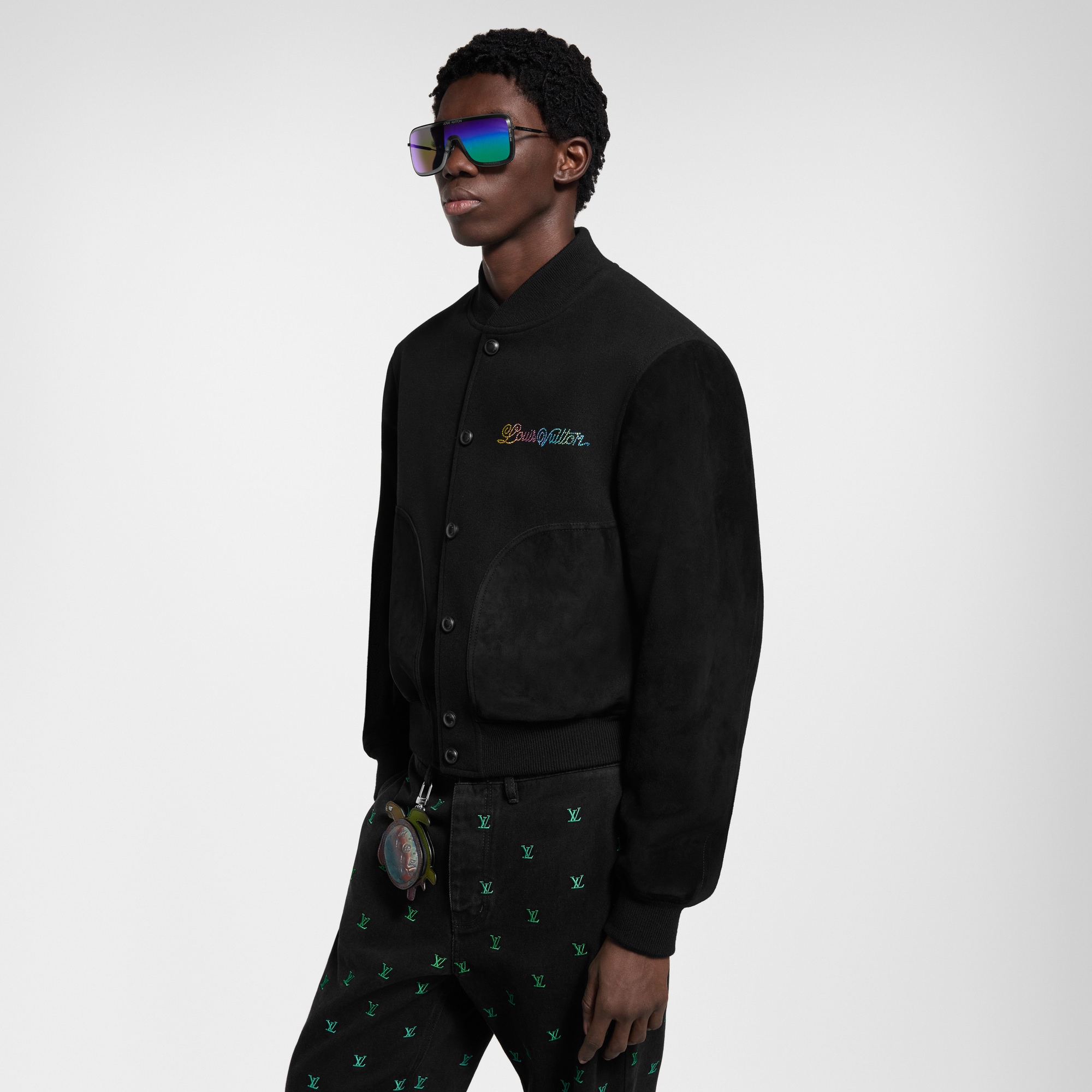 Leather Mix Varsity Blouson  in Men