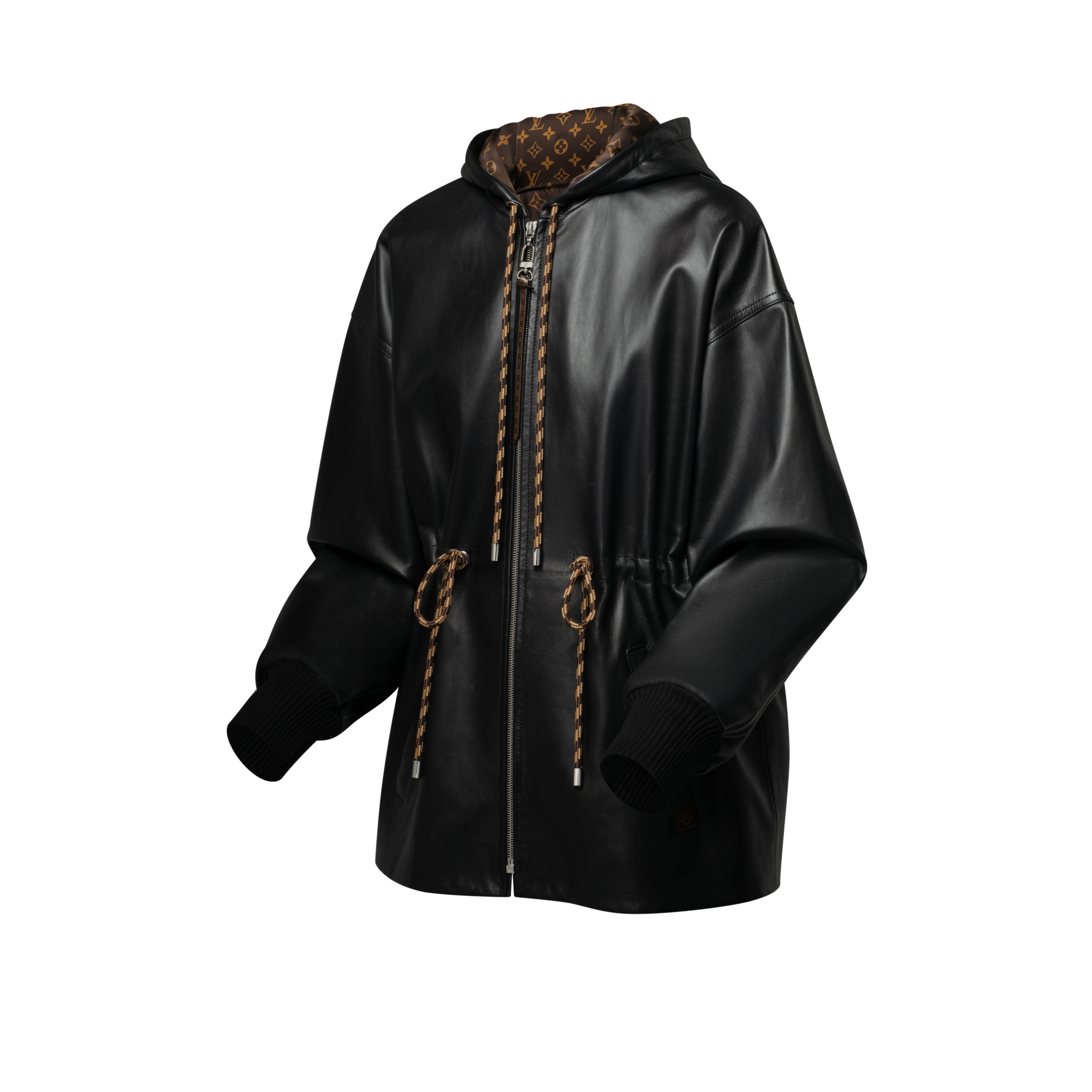 Leather Peplum Parka  in Women
