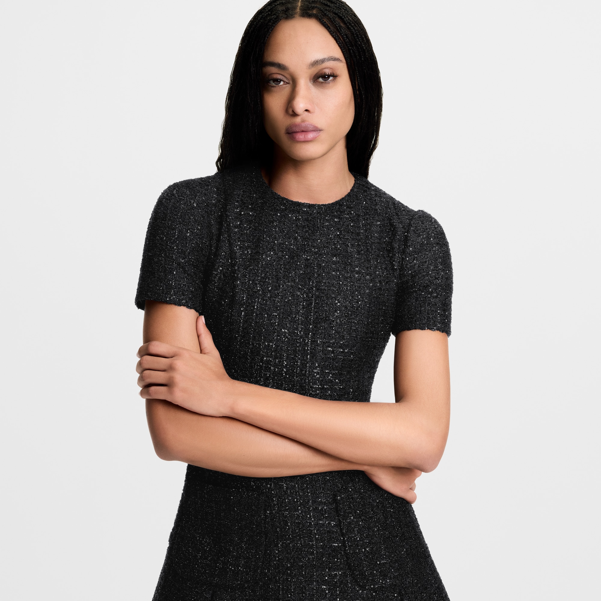Lurex Tweed Box Pleat Dress  in Women