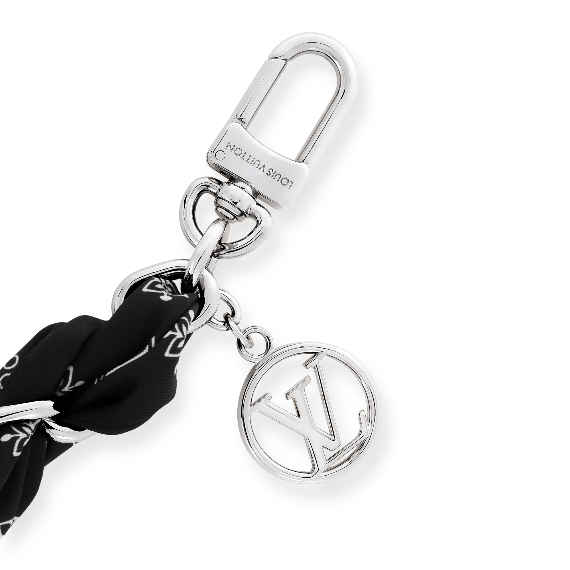 LV Bandana Bag Charm Luxury Accessories M02757 Black LOUIS