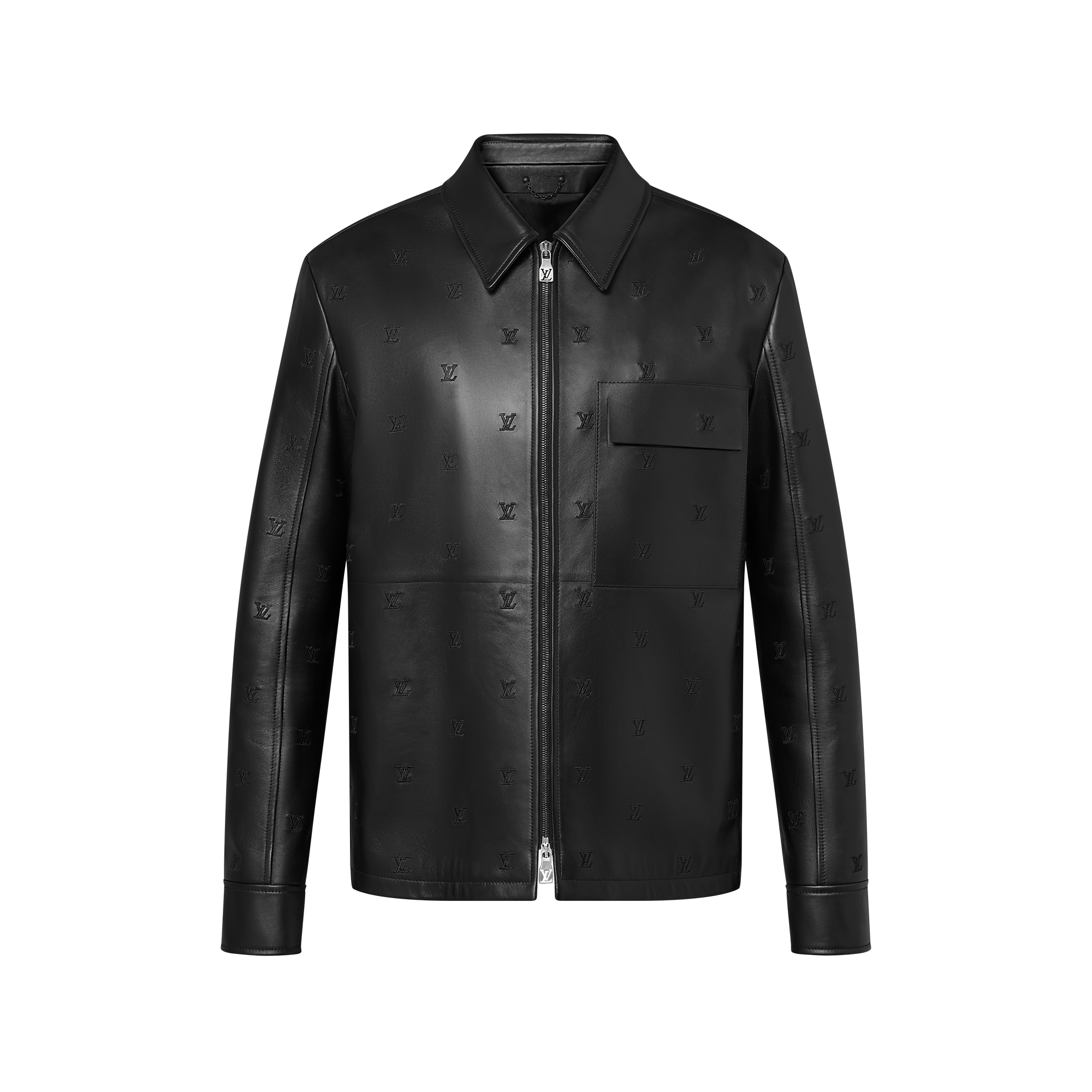 刺繡皮革襯衫外套  in 男士