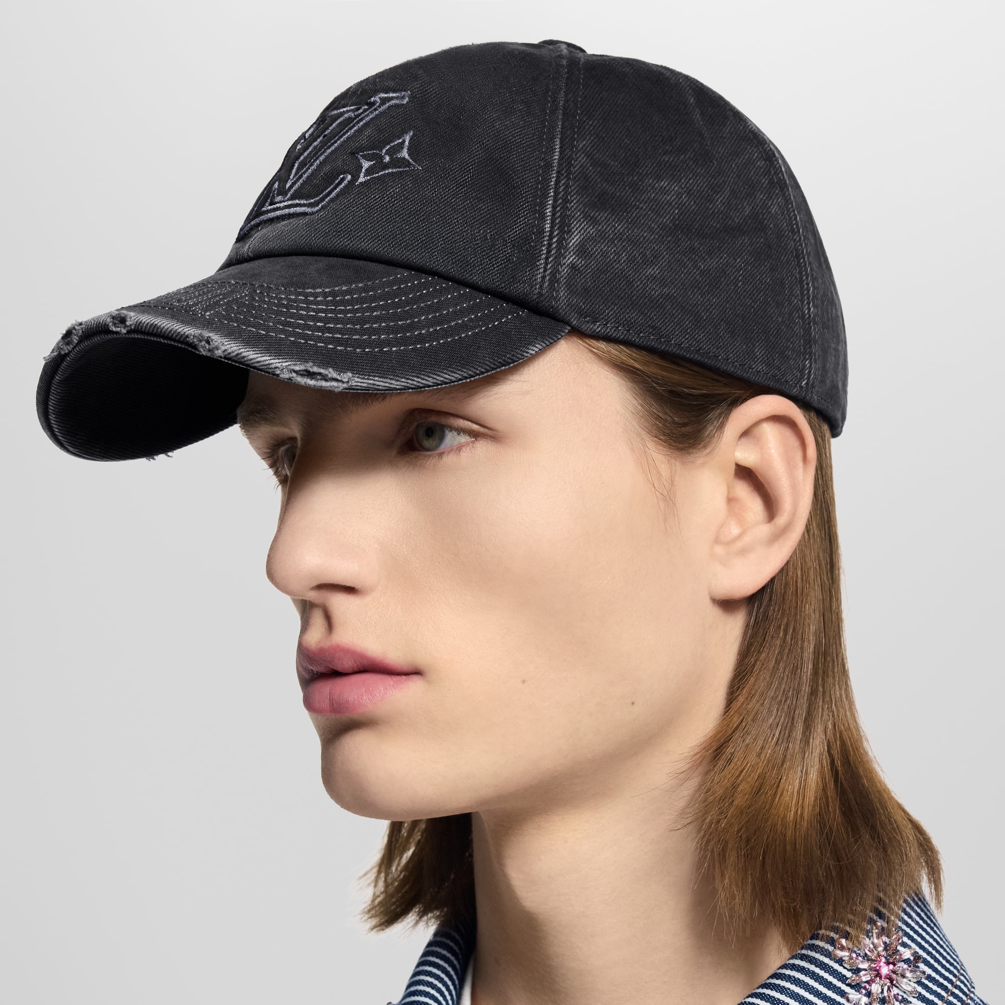 LV Denim Washed Cap . in Men