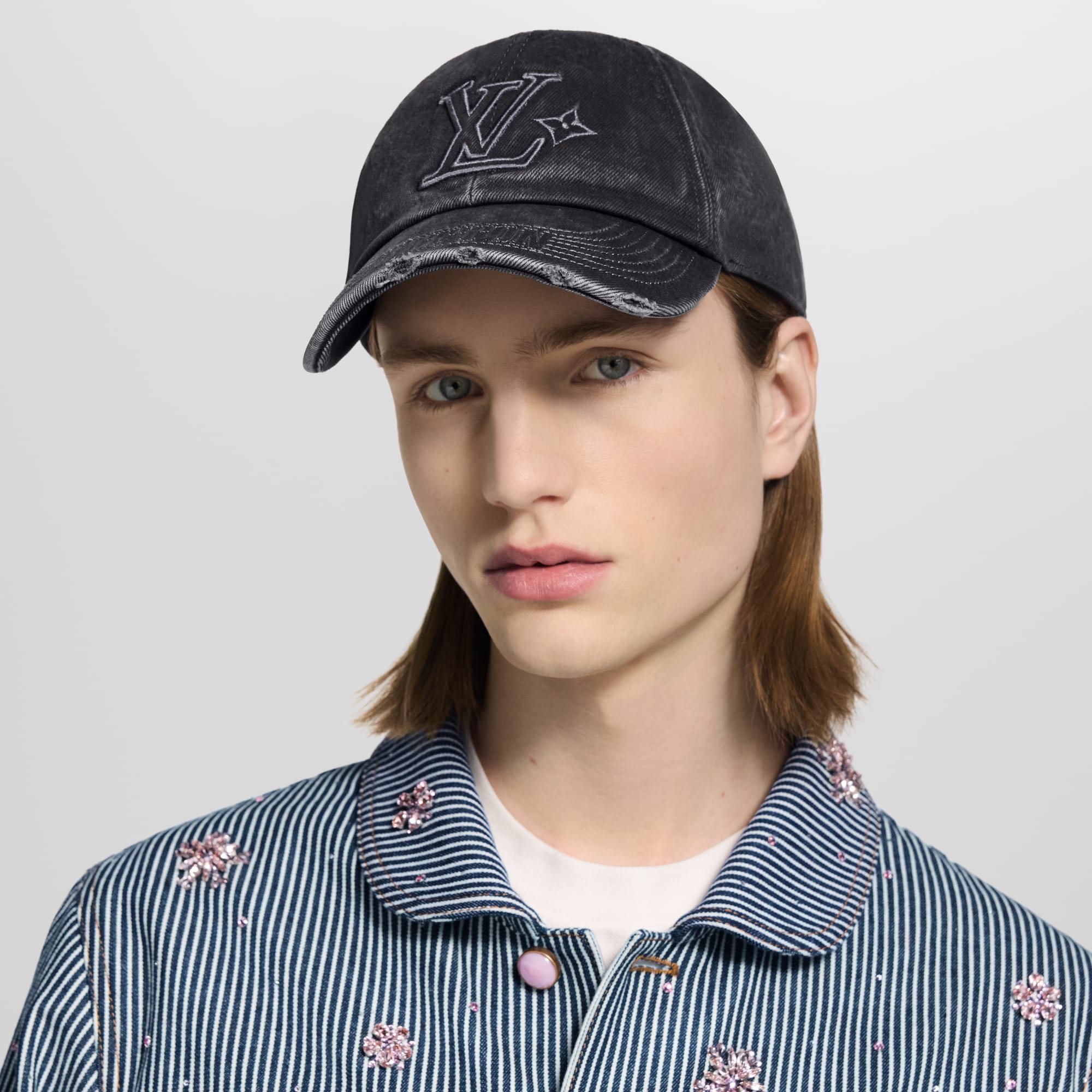 LV Denim Washed Cap . in Men