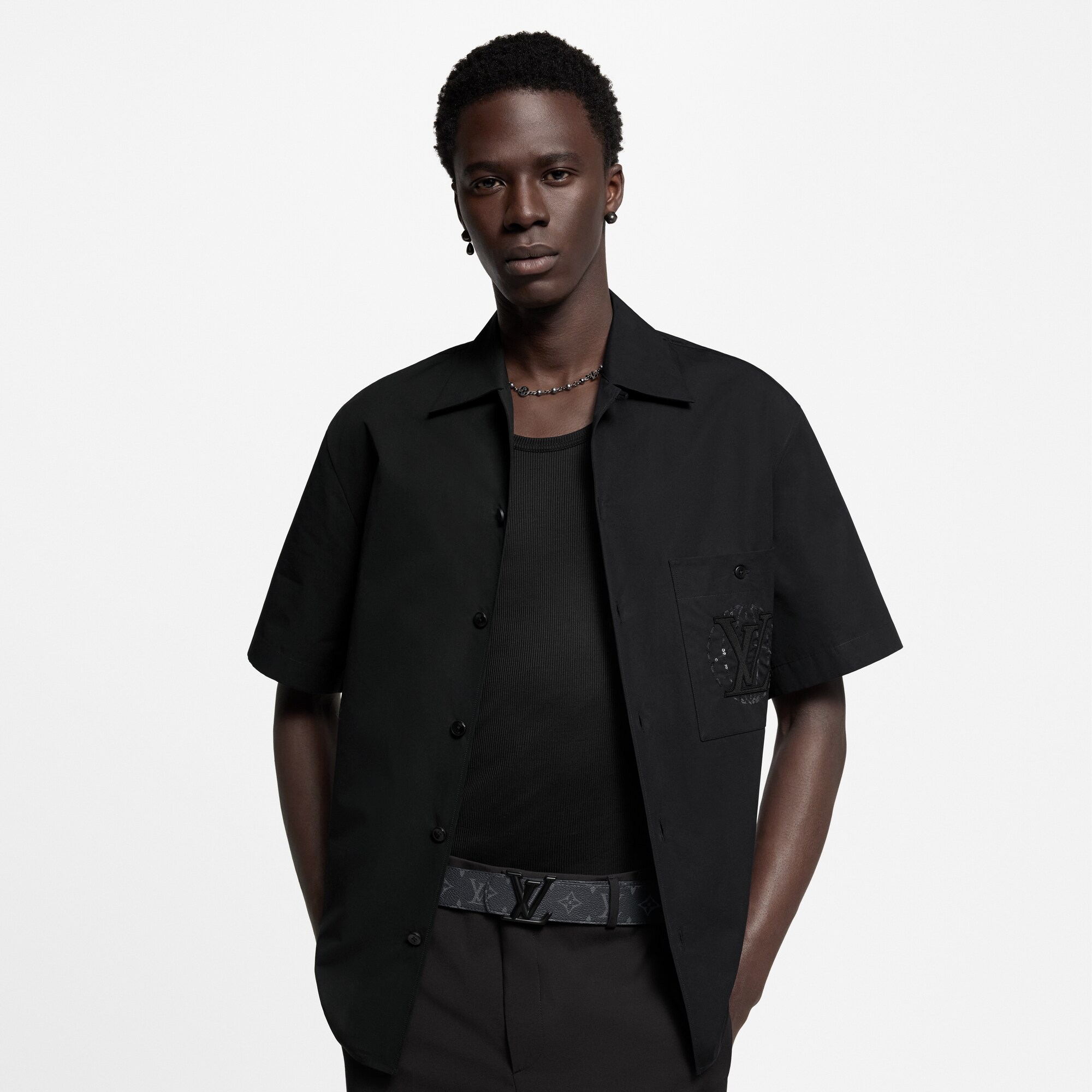 LV Dimension 40毫米雙面皮帶 Monogram Eclipse 帆布 in 男士