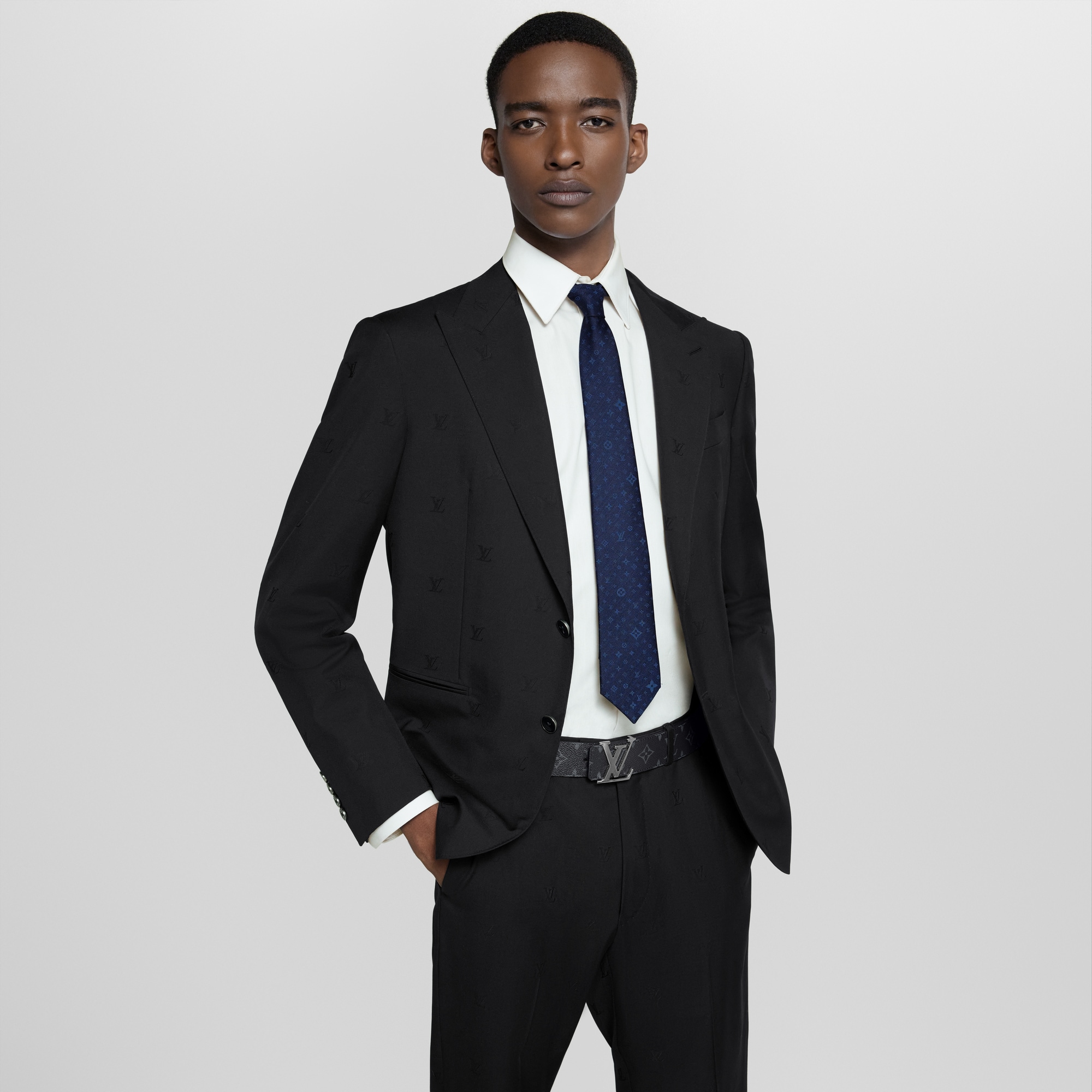 LV Initiales 40毫米雙面皮帶 Monogram Eclipse 帆布 in 男士