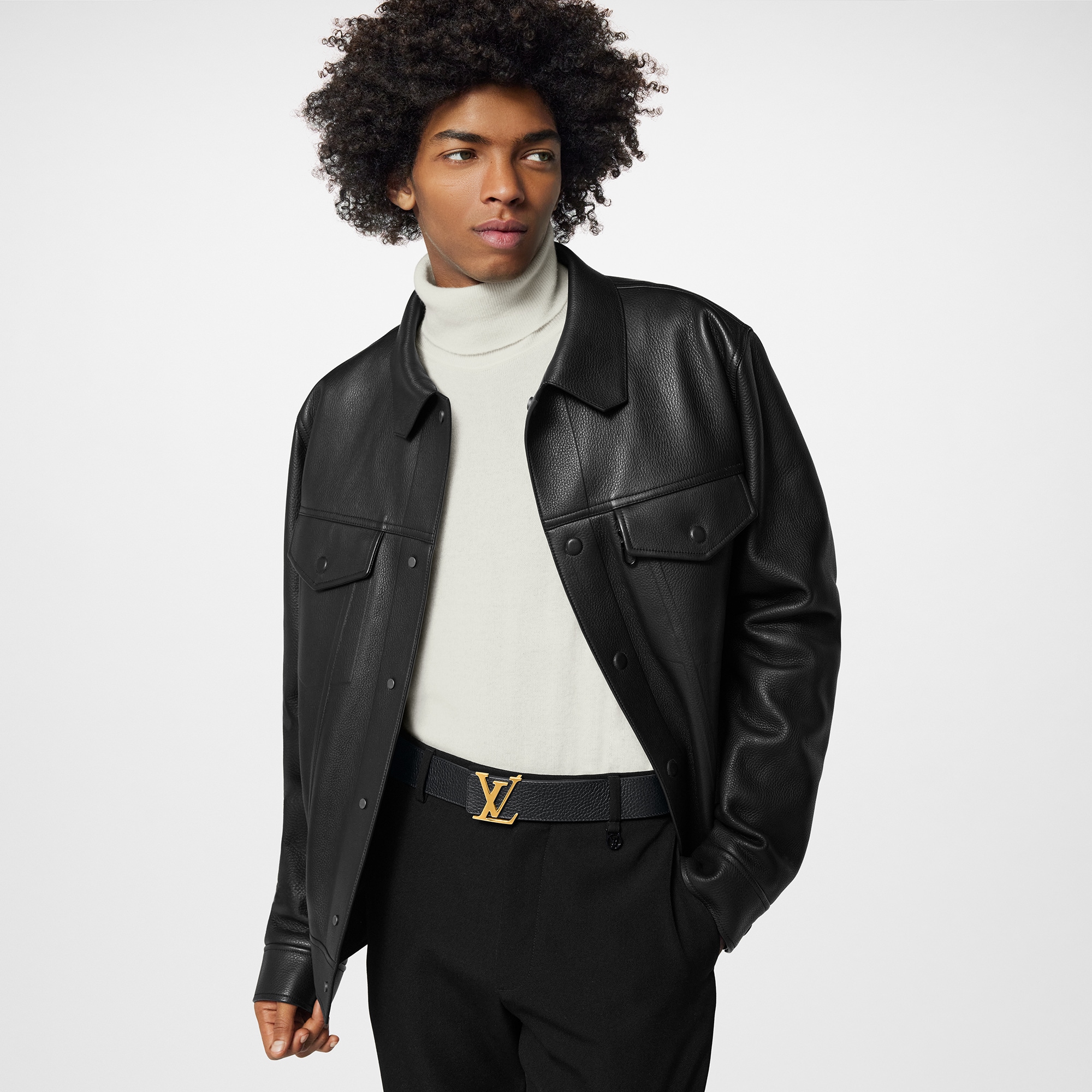 LV Initials 40毫米雙面皮帶 Taurillon 皮革 in 男士