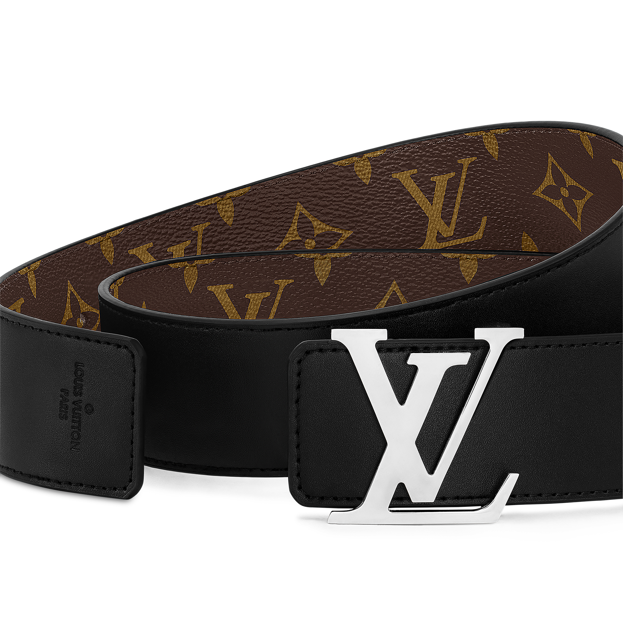 LV Initiales 40毫米雙面皮帶 Monogram Macassar 帆布 in 男士
