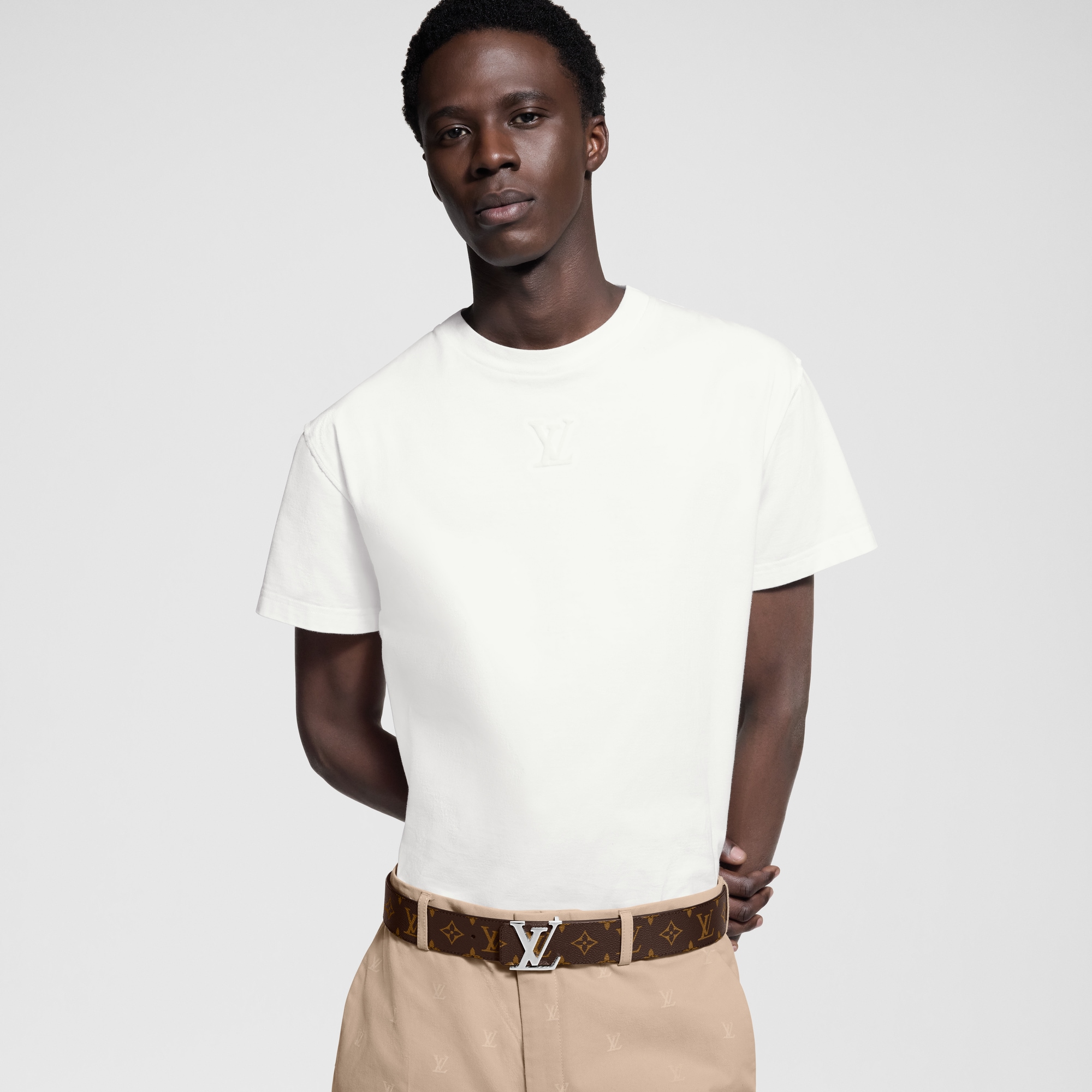 LV Initiales 40毫米雙面皮帶 Monogram Macassar 帆布 in 男士