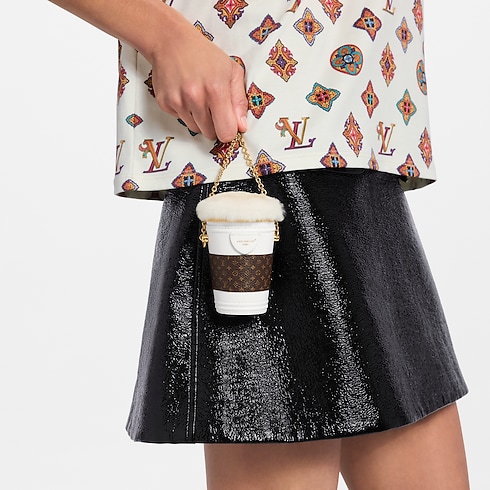 LV Mocha Crossbody Pouch Bag Charm worn view
