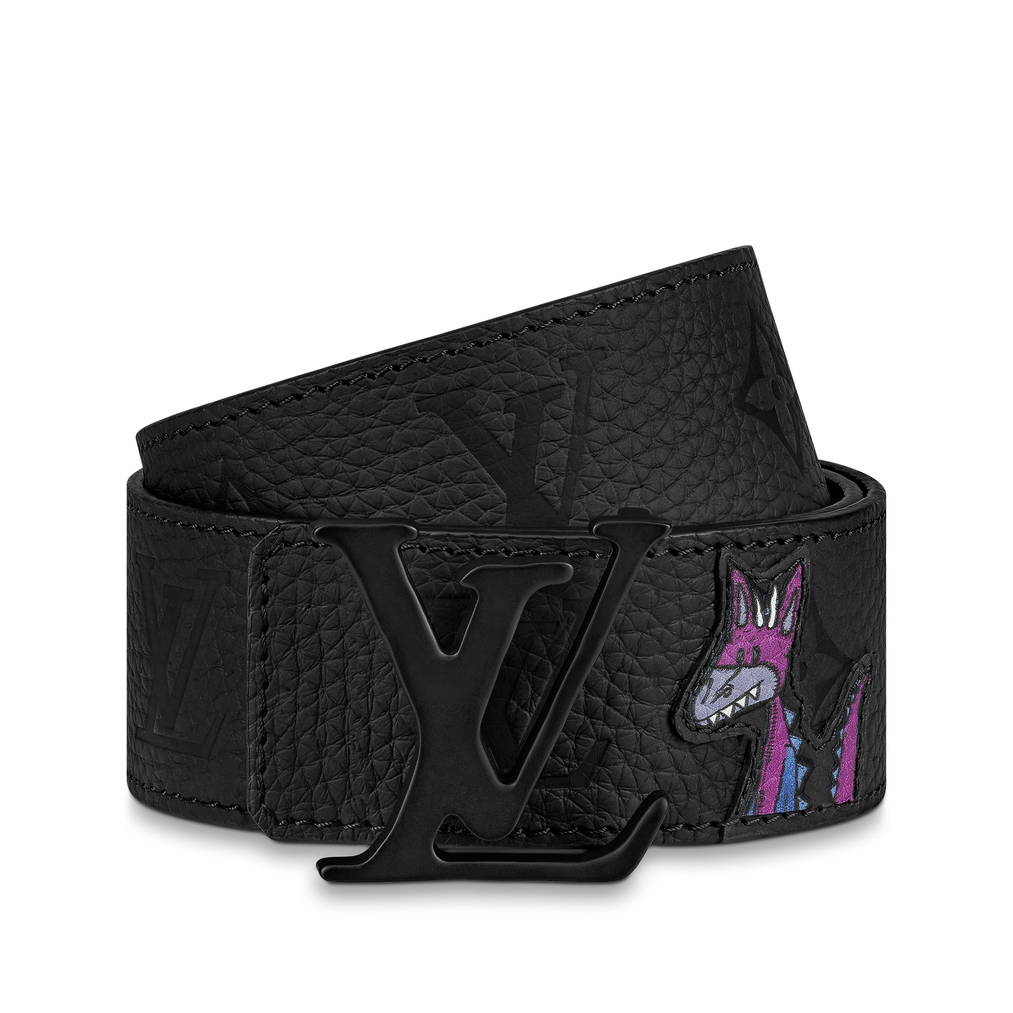 lv shape 40mm reversible taurillon puppets belt