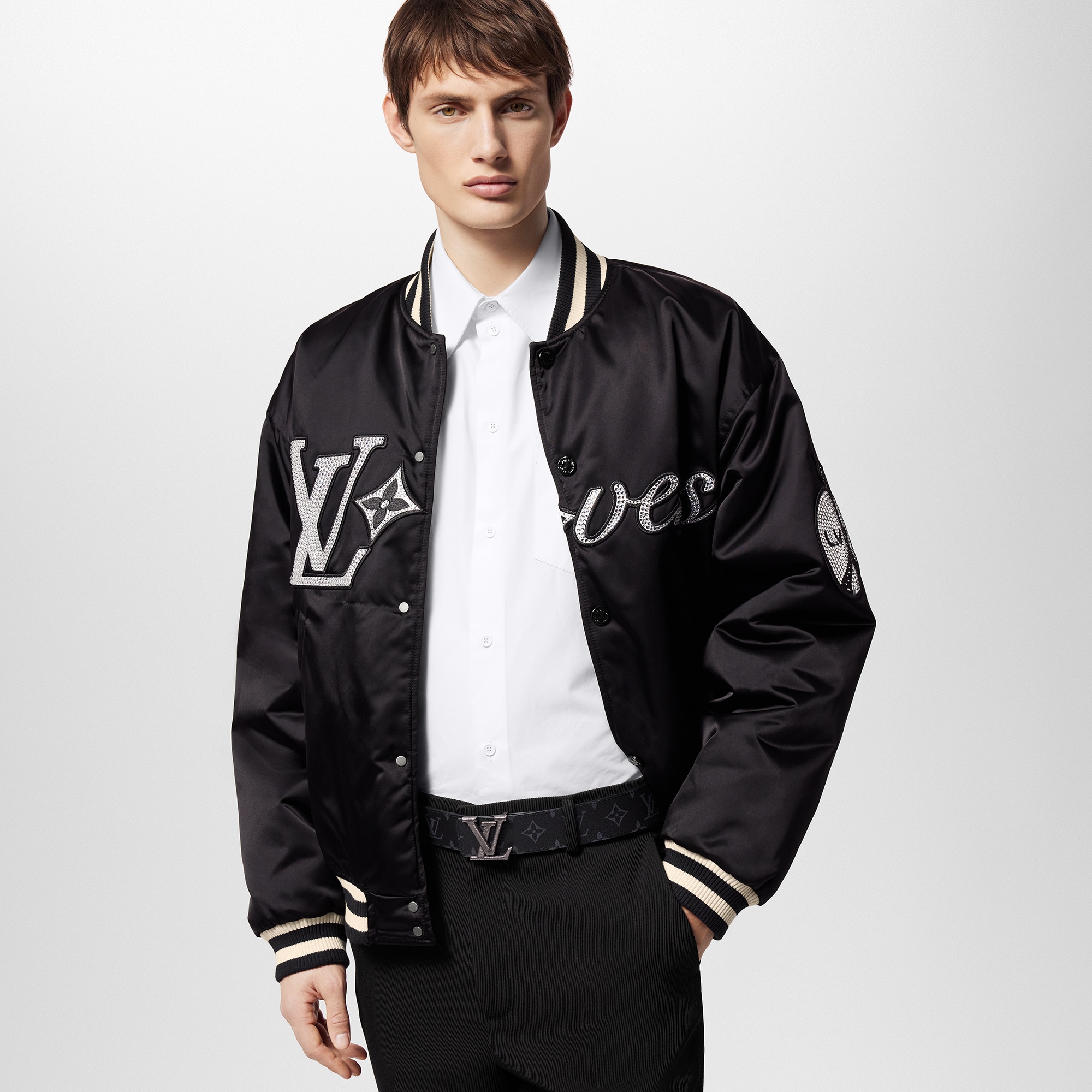 LV Stitch 40毫米雙面皮帶 Monogram Eclipse 帆布 in 男士