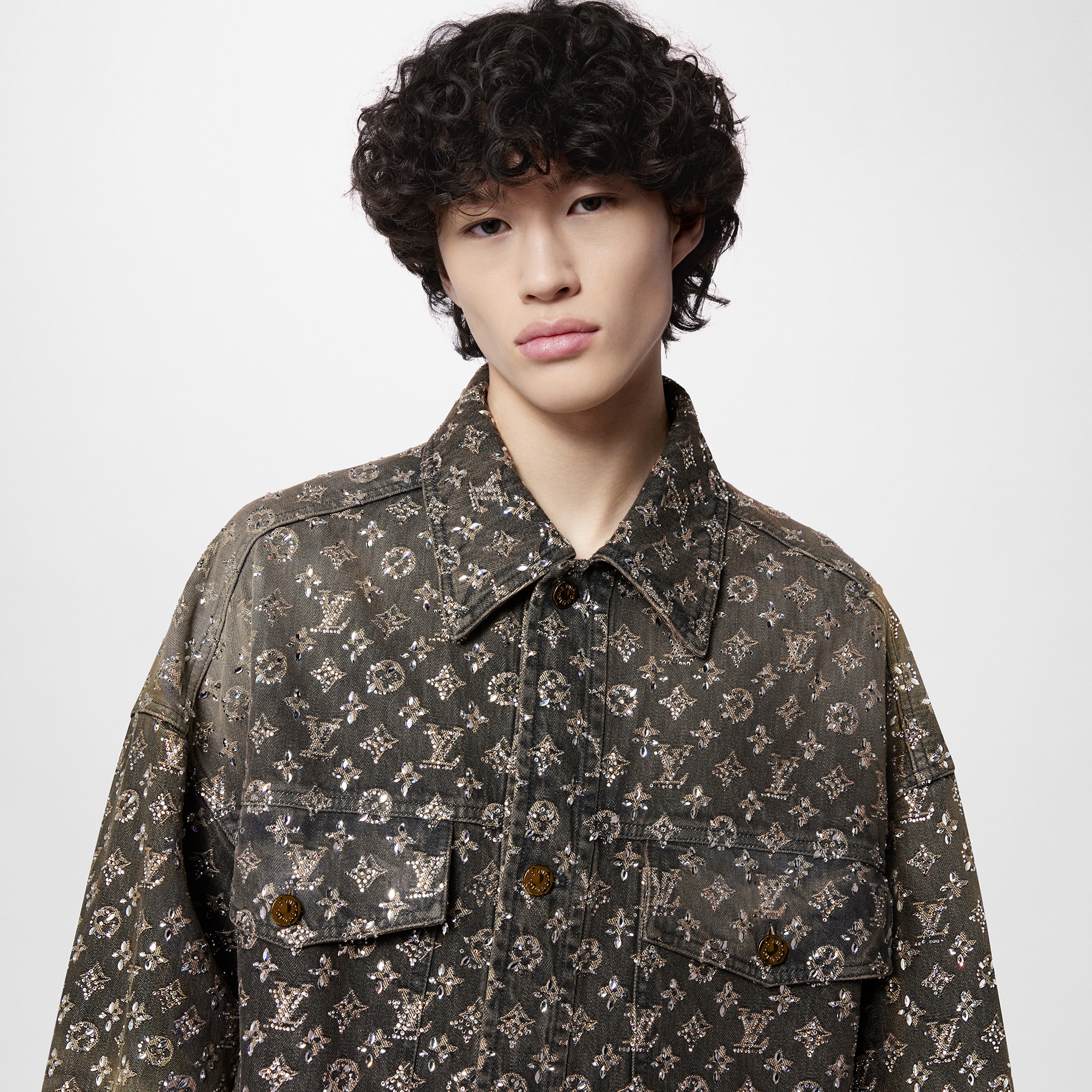 定製款刺繡 Monogram 圖案牛仔布襯衫外套  in 男士