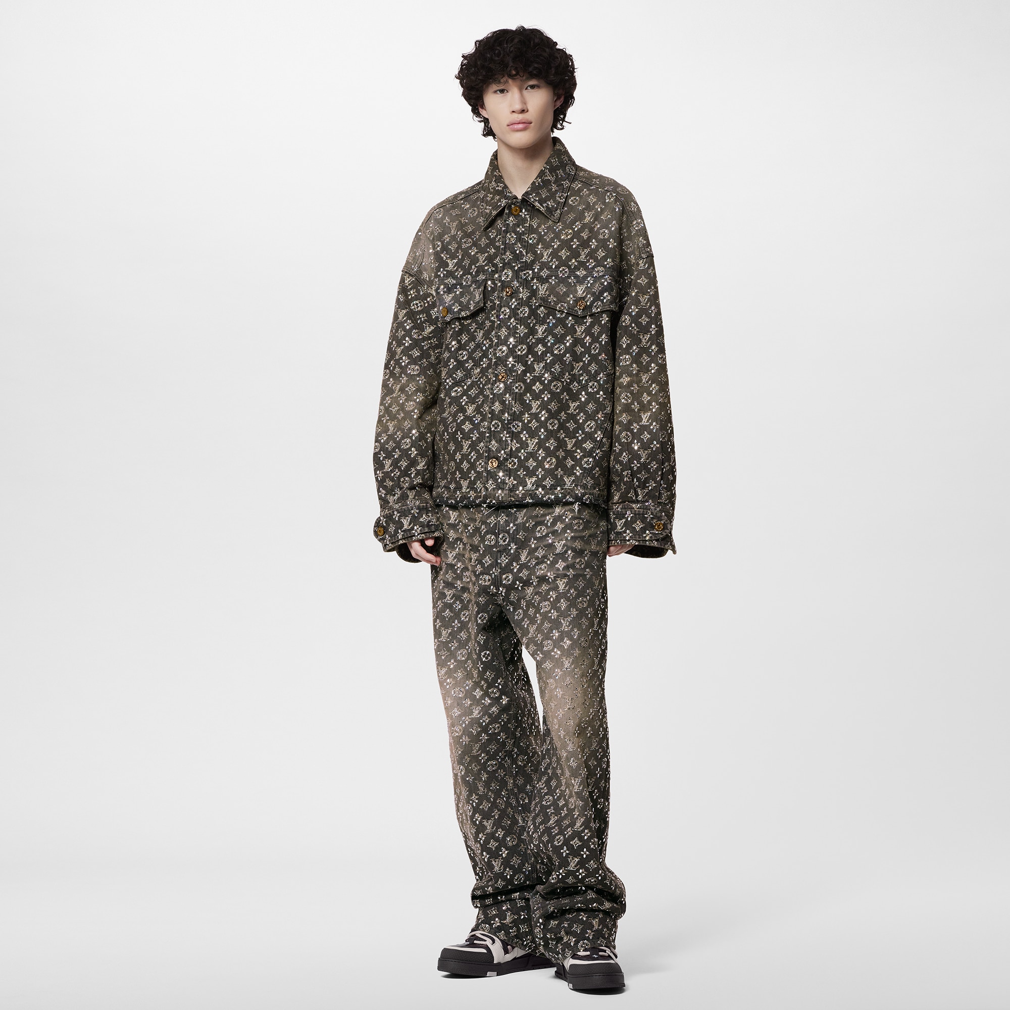 定製款刺繡 Monogram 圖案牛仔布襯衫外套  in 男士