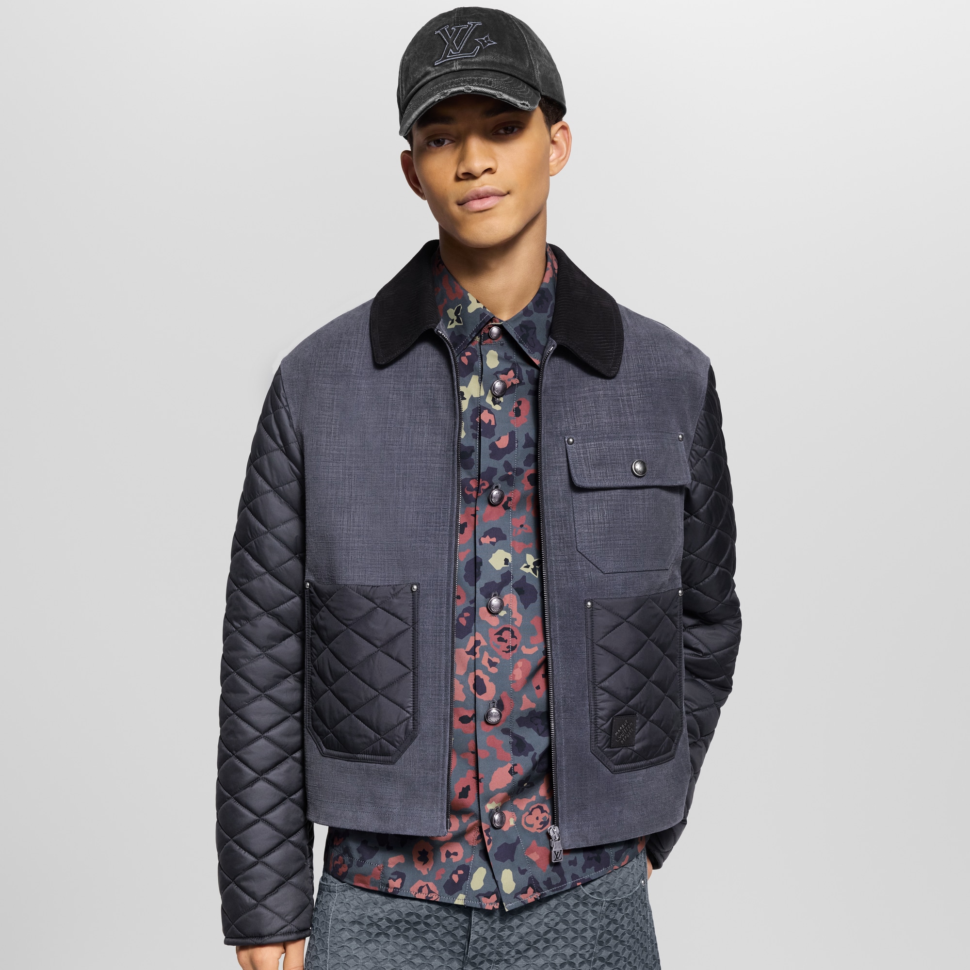 混合皮革工裝風外套  in 男士