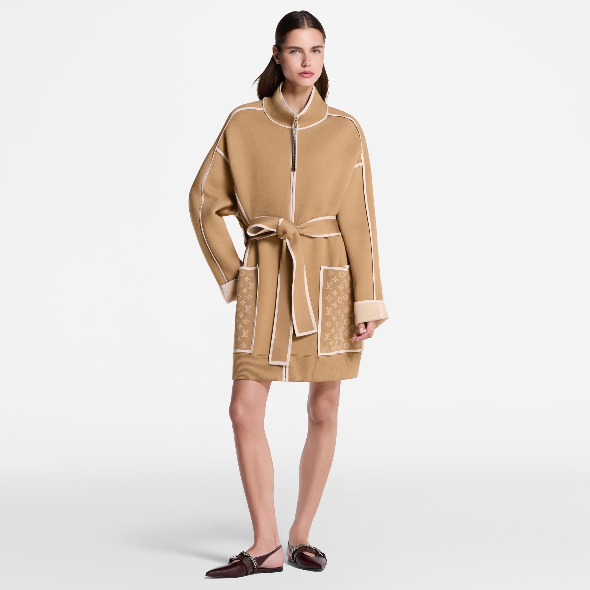 Monogram Accent Knitted Coat  in Women