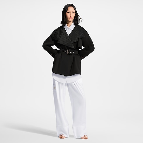 Monogram Accent Short Trench Coat worn view