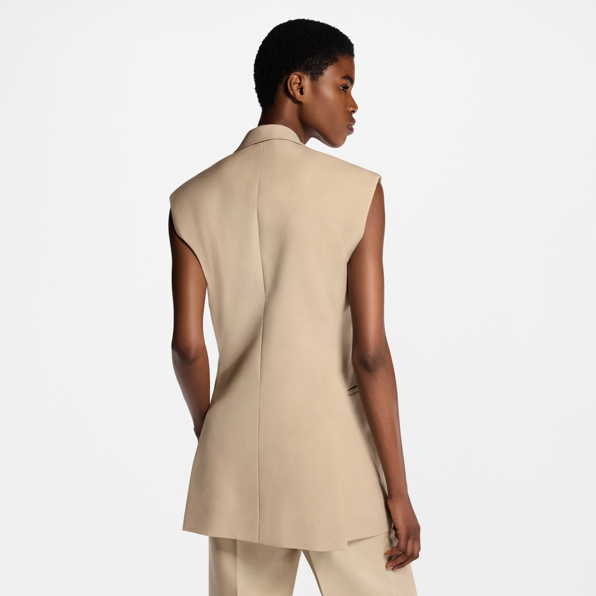 Monogram Accent Sleeveless Blazer  in Women