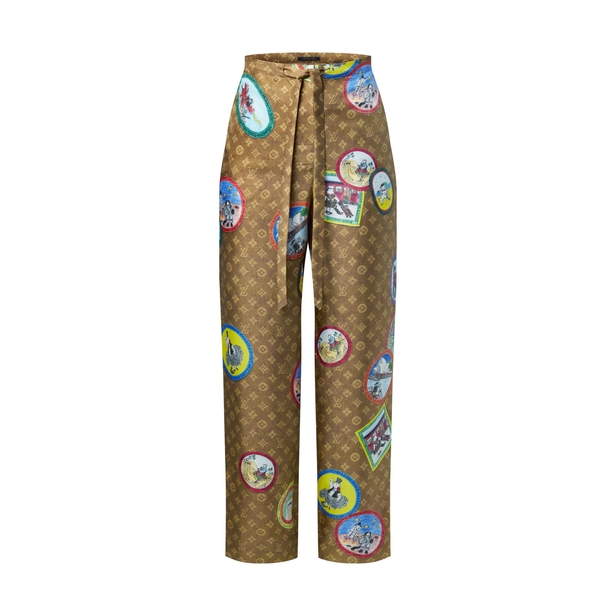 Monogram 小貓印章圖案睡衣式長褲  in 女士