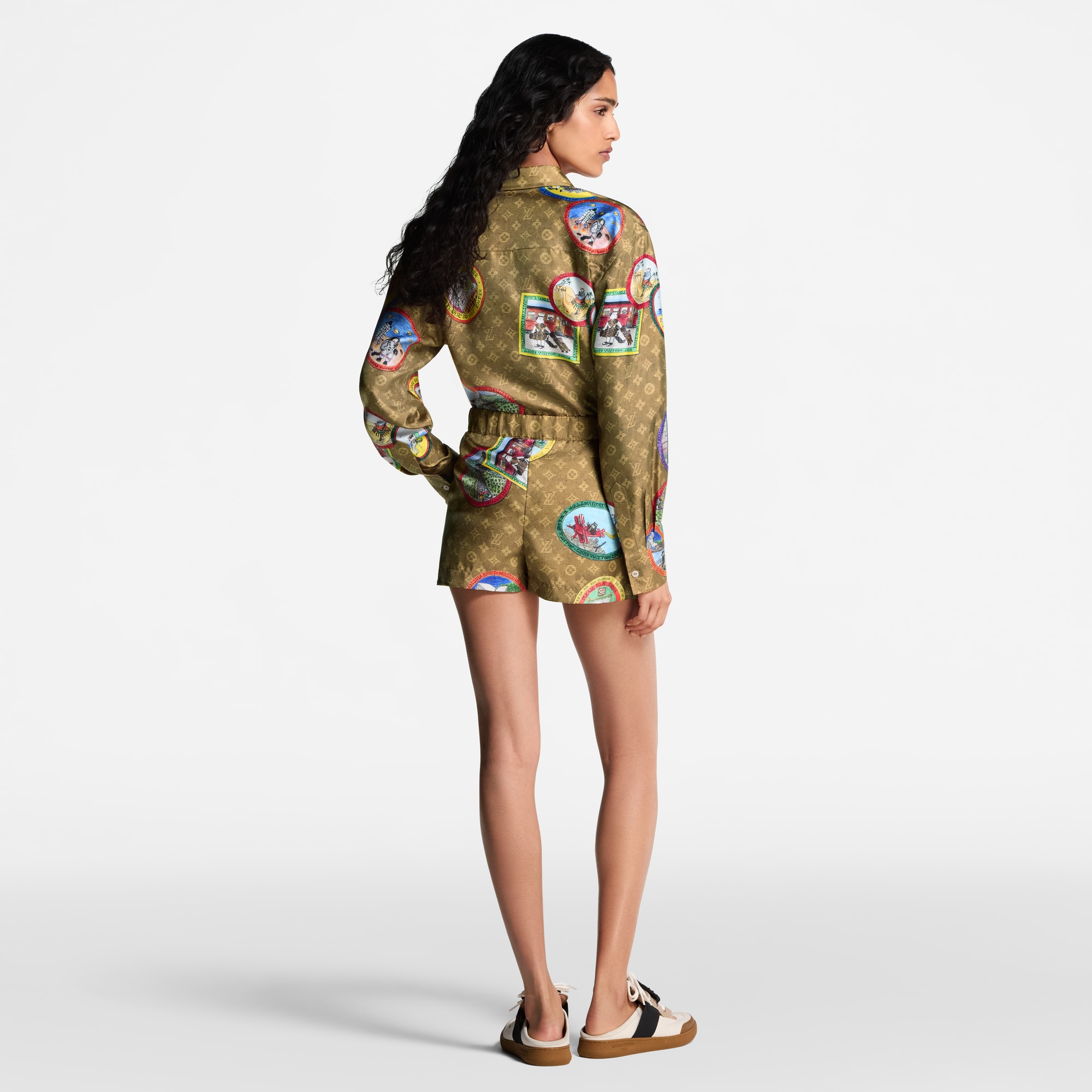 Monogram Cat Stamp Shorts  in Women