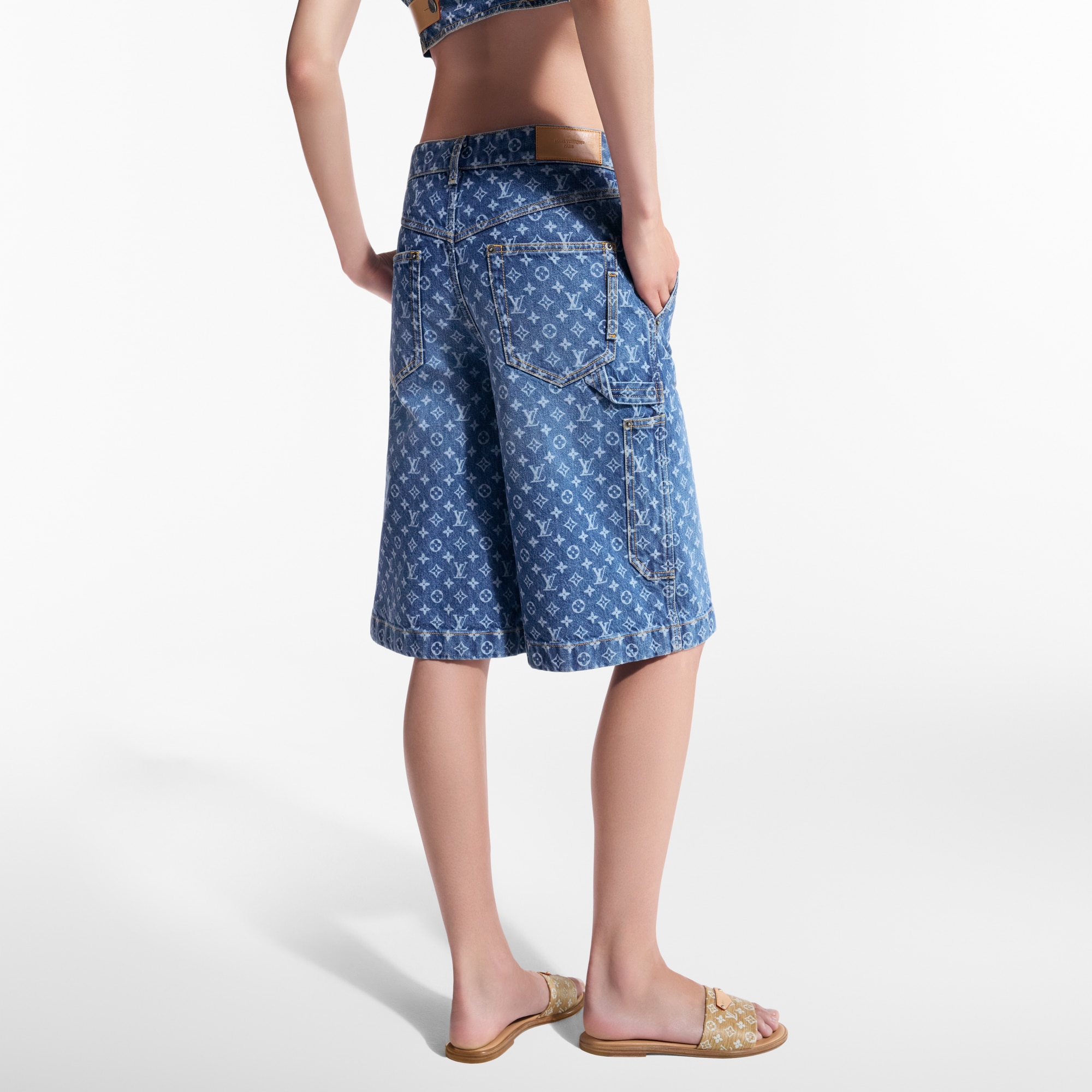 Monogram Denim Bermuda Shorts  in Women