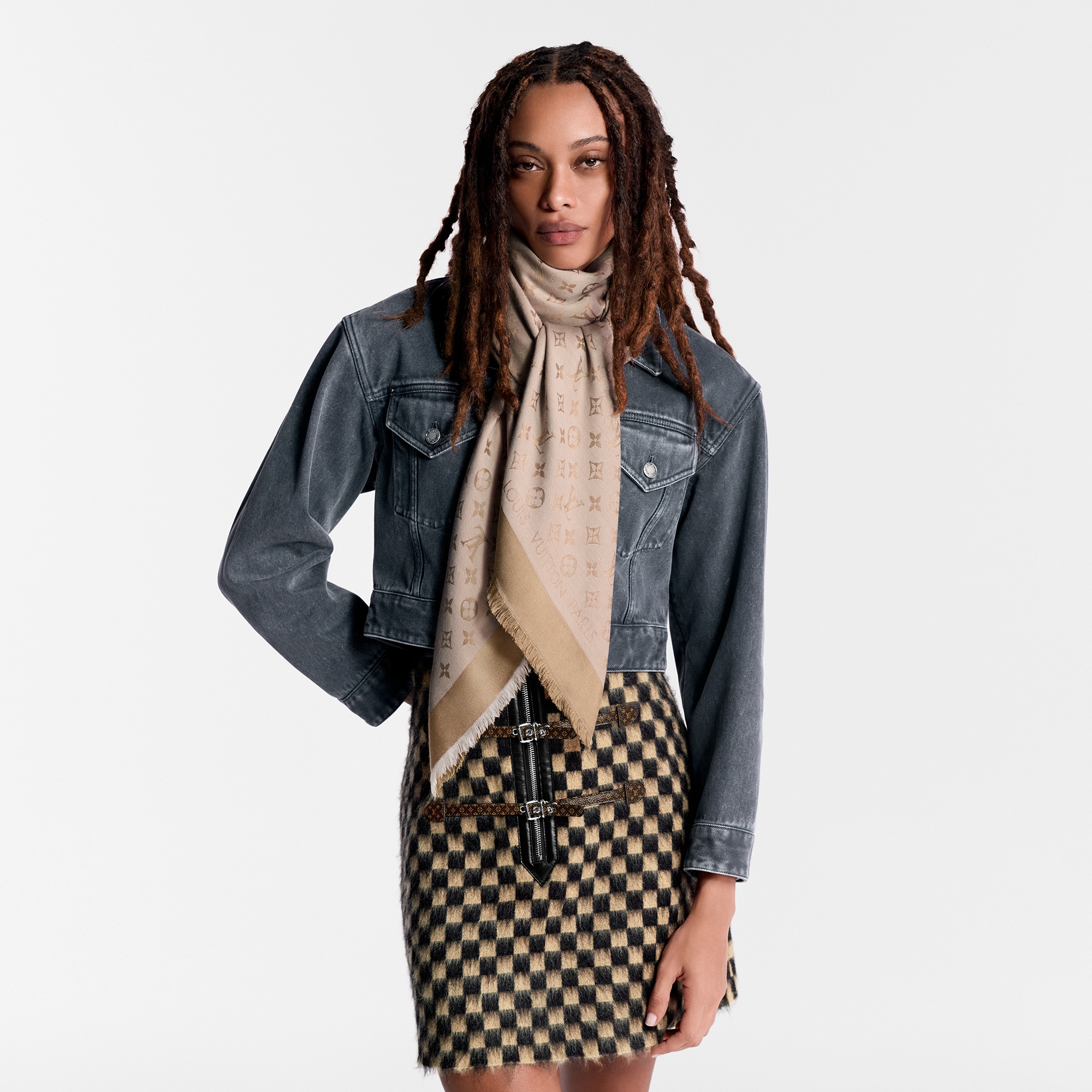 Monogram Denim Shawl . in Women