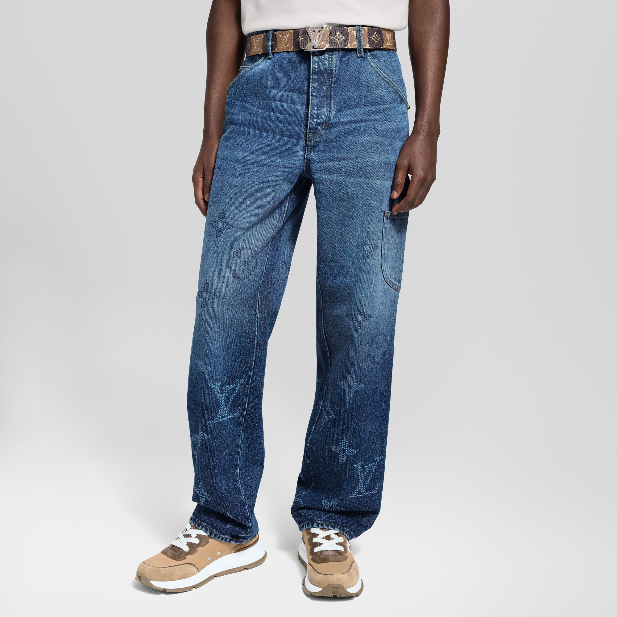 Monogram Denim Workwear Pants  in Men