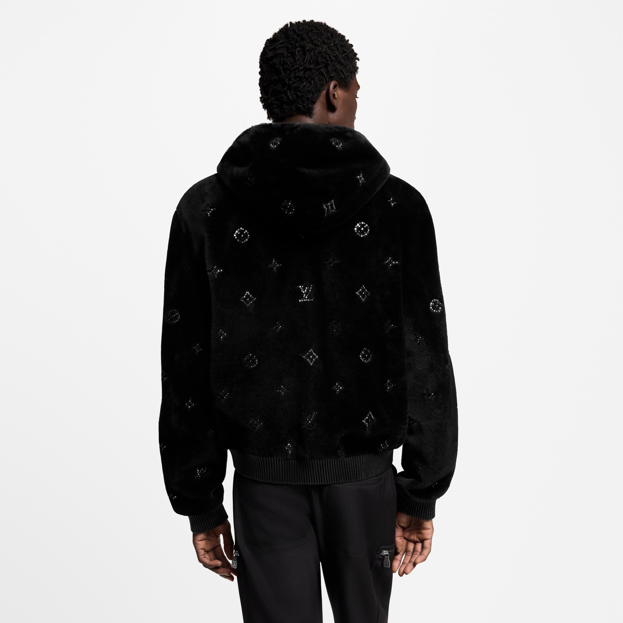 Monogram Embellished Shearling Hoodie  in Men