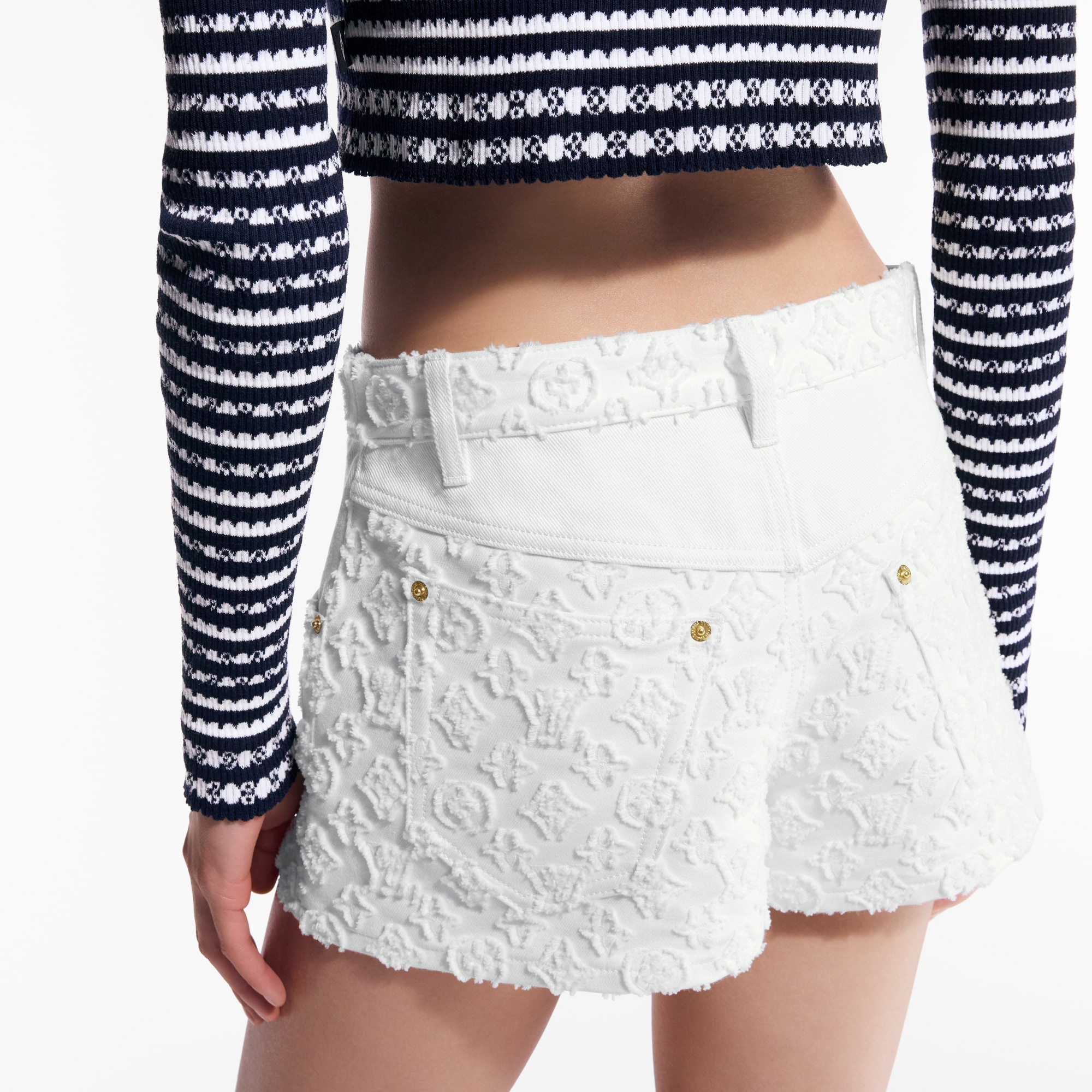 Monogram Fil Coupé Denim Shorts  in Women