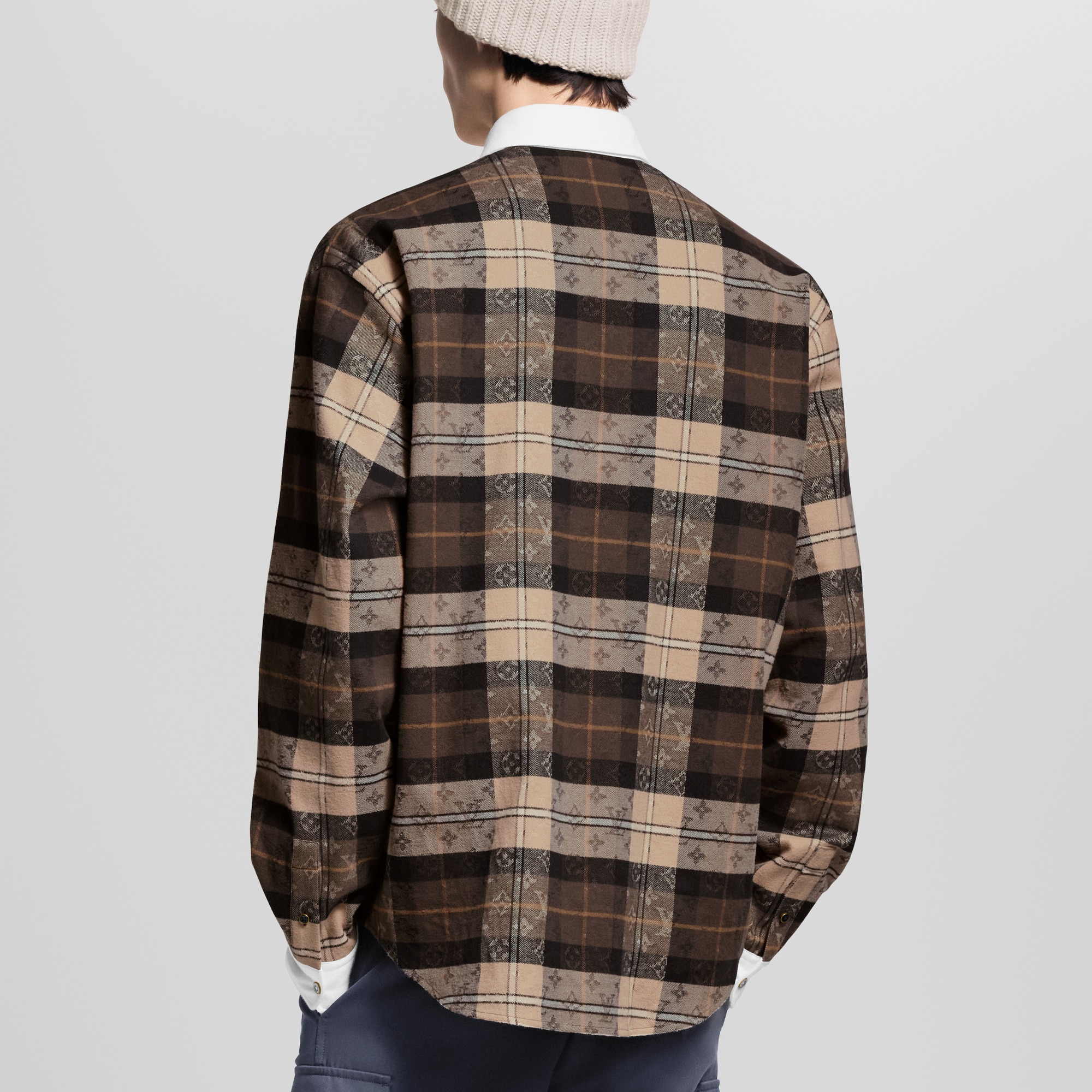 Monogram Flannel Long-Sleeved Polo Shirt  in Men