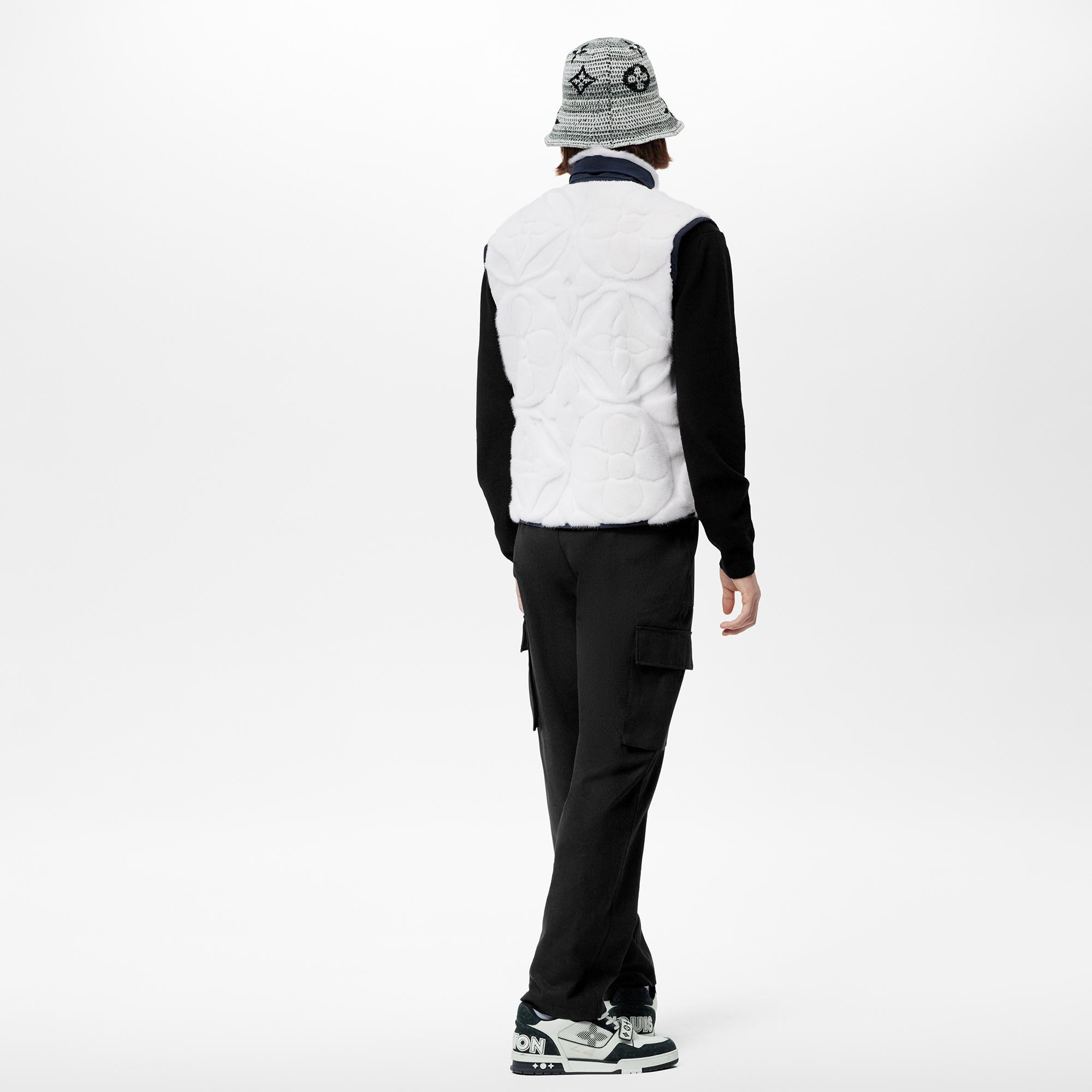 Monogram Flower Intarsia Fur Gilet  in Men