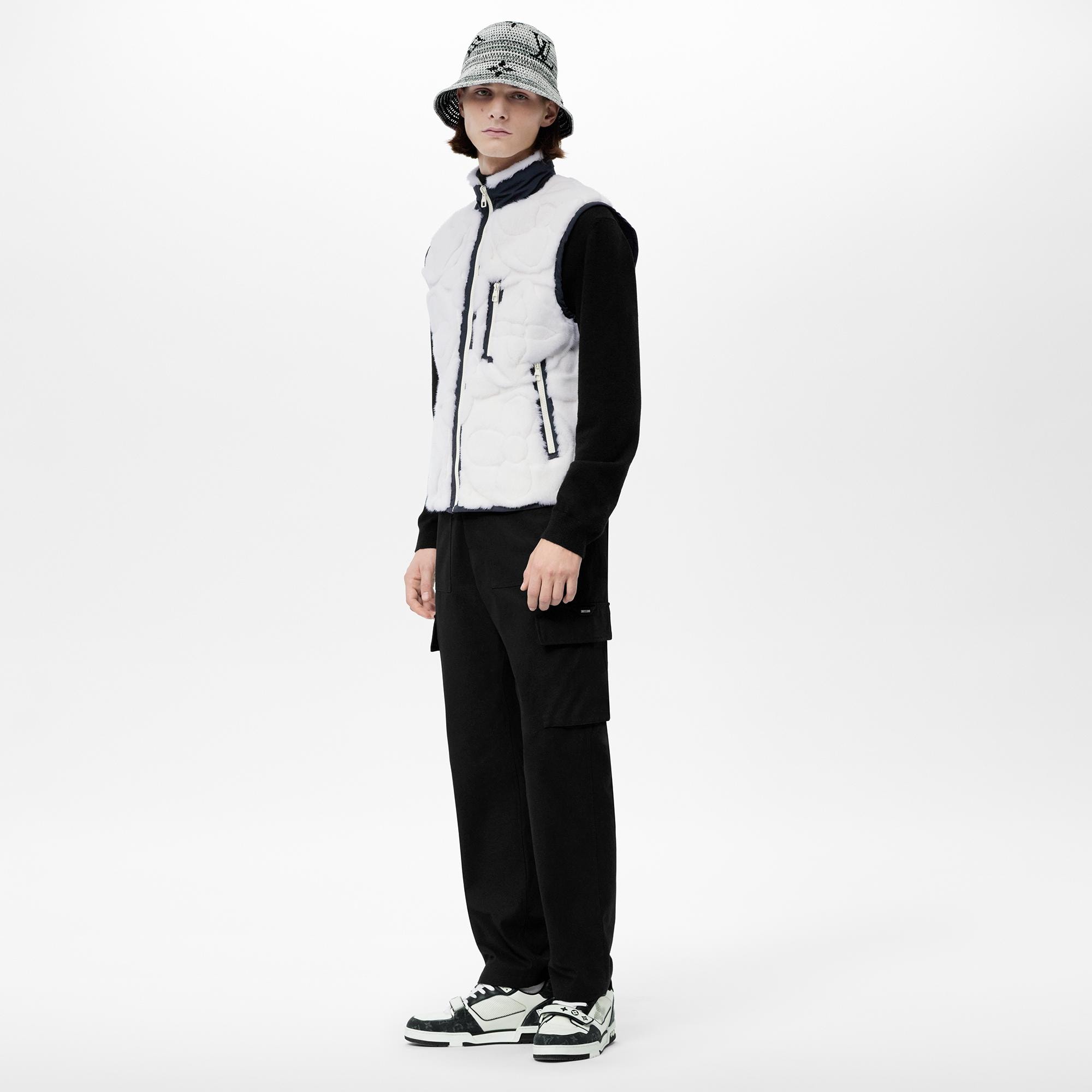 Monogram Flower Intarsia Fur Gilet  in Men