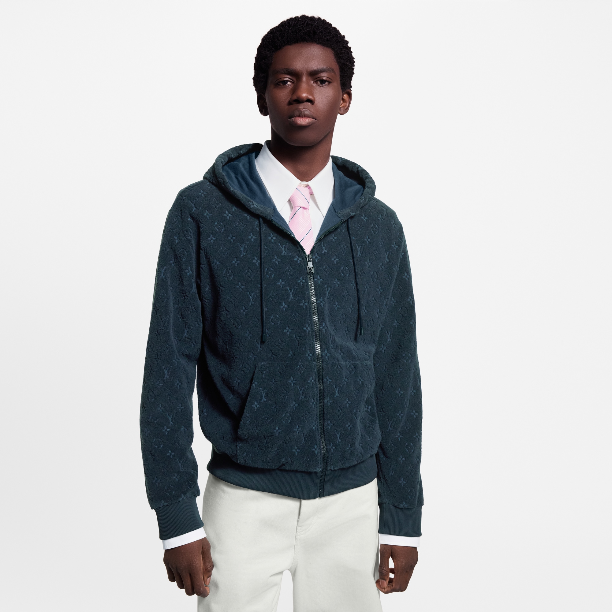 Monogram French Terry Zip-Through Hoodie  in Men