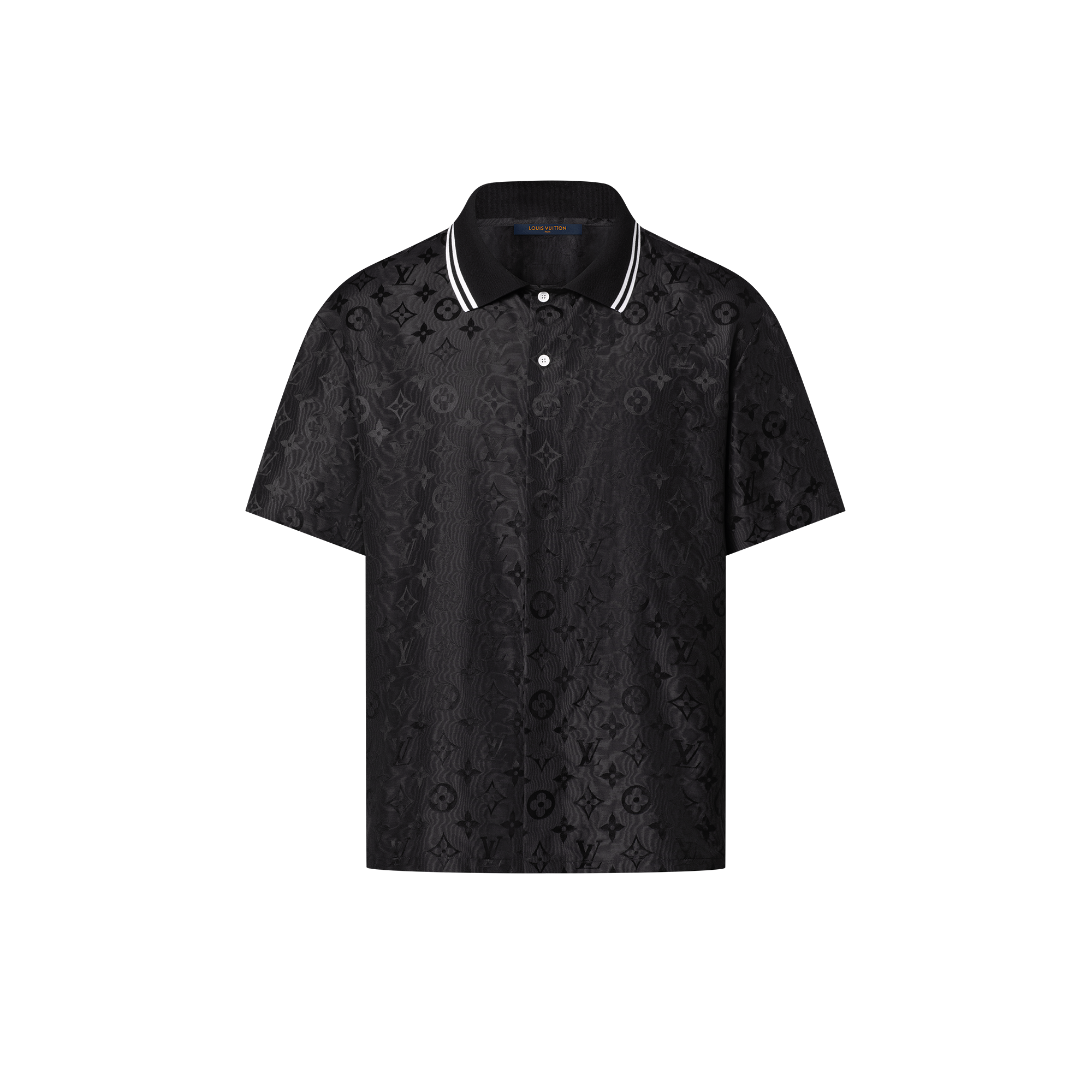 Monogram Moire Jacquard Short-Sleeved Silk Shirt  in Men