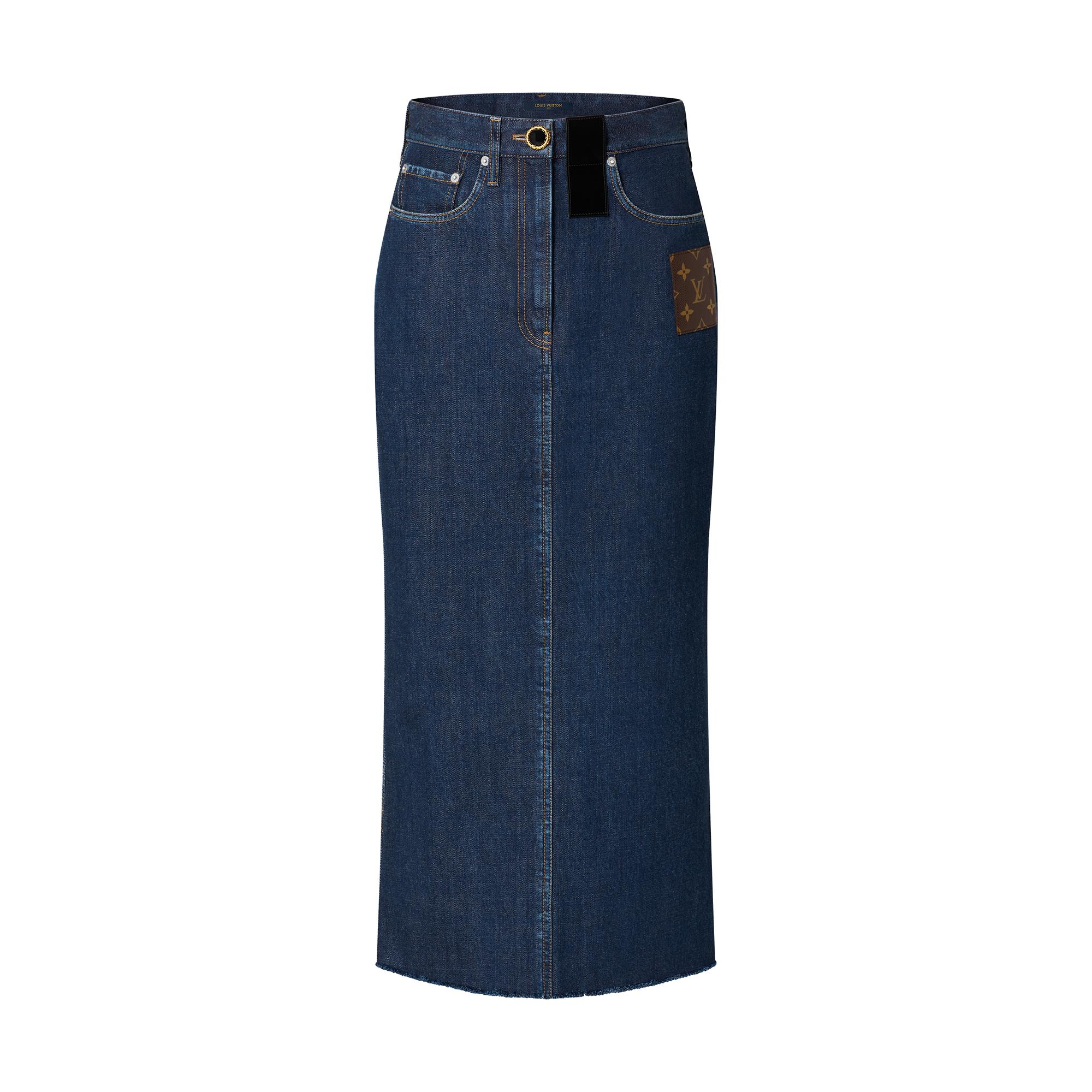 Monogram Patch Long Denim Skirt - Ready 