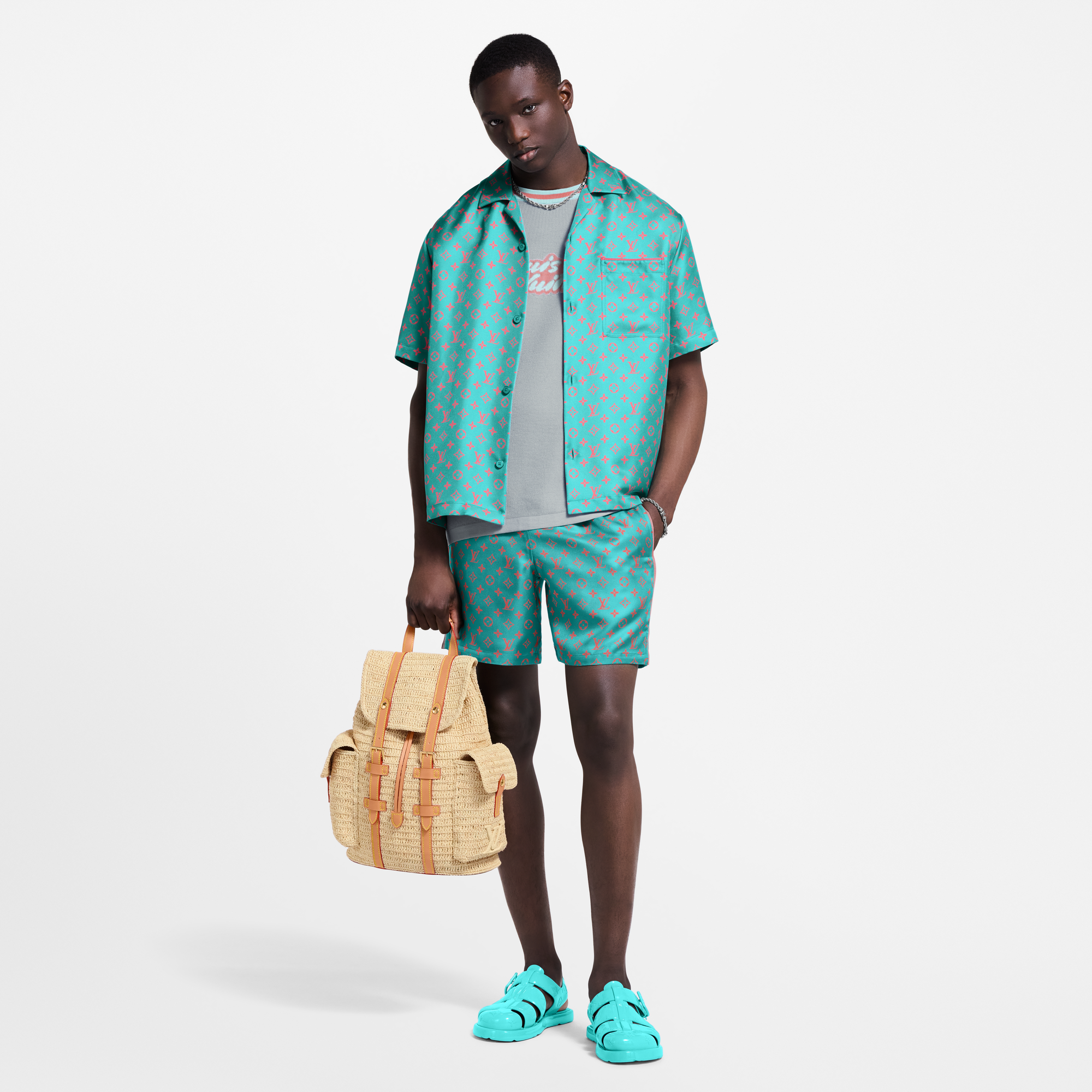 Monogram 短袖絲質襯衫  in 男士