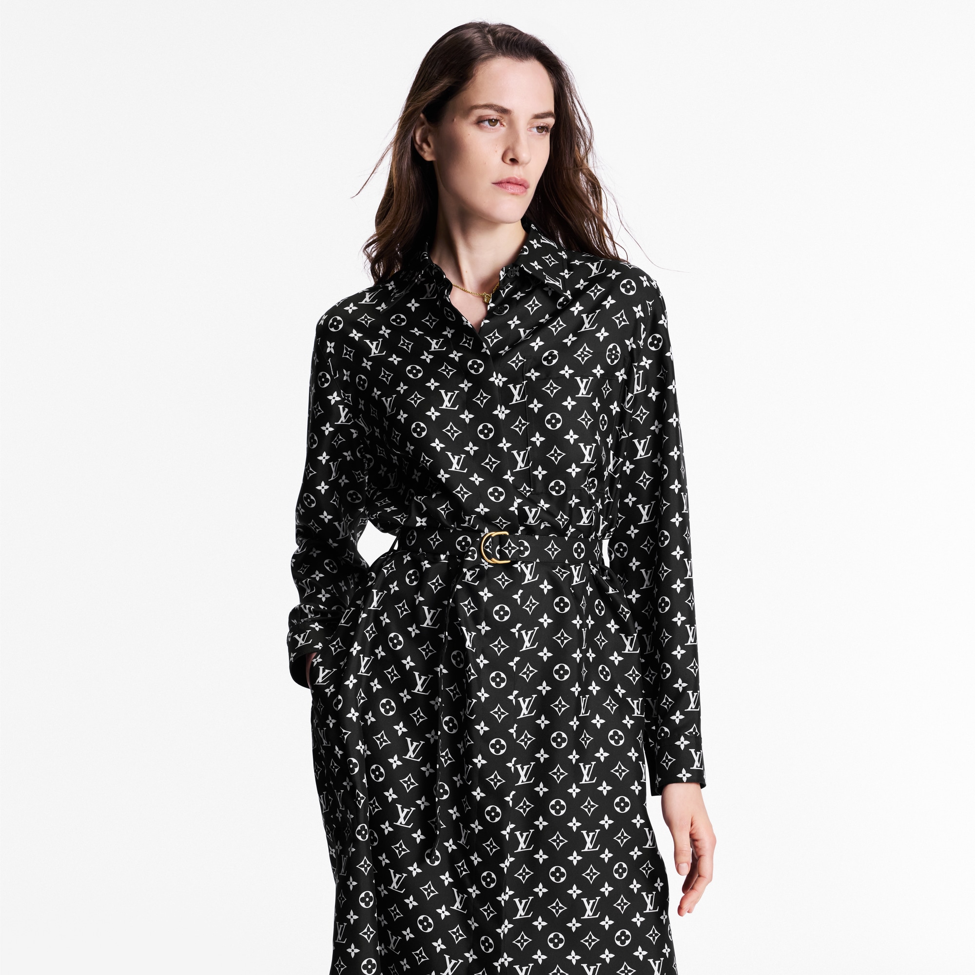 Monogram Silk Shirt Dress  in Women