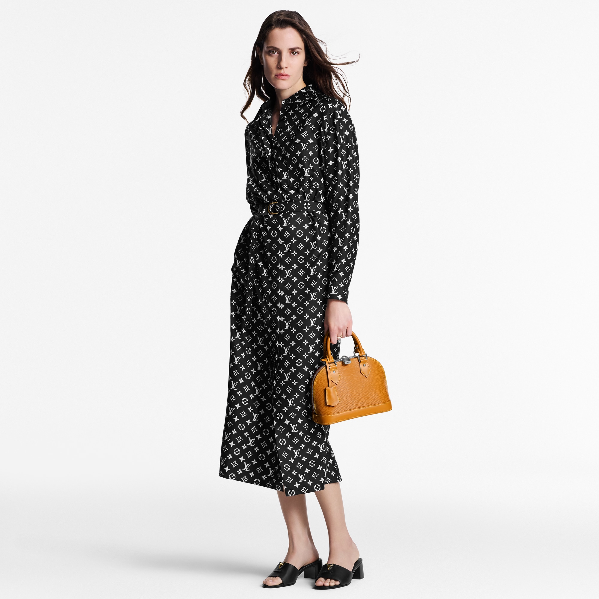 Monogram Silk Shirt Dress  in Women