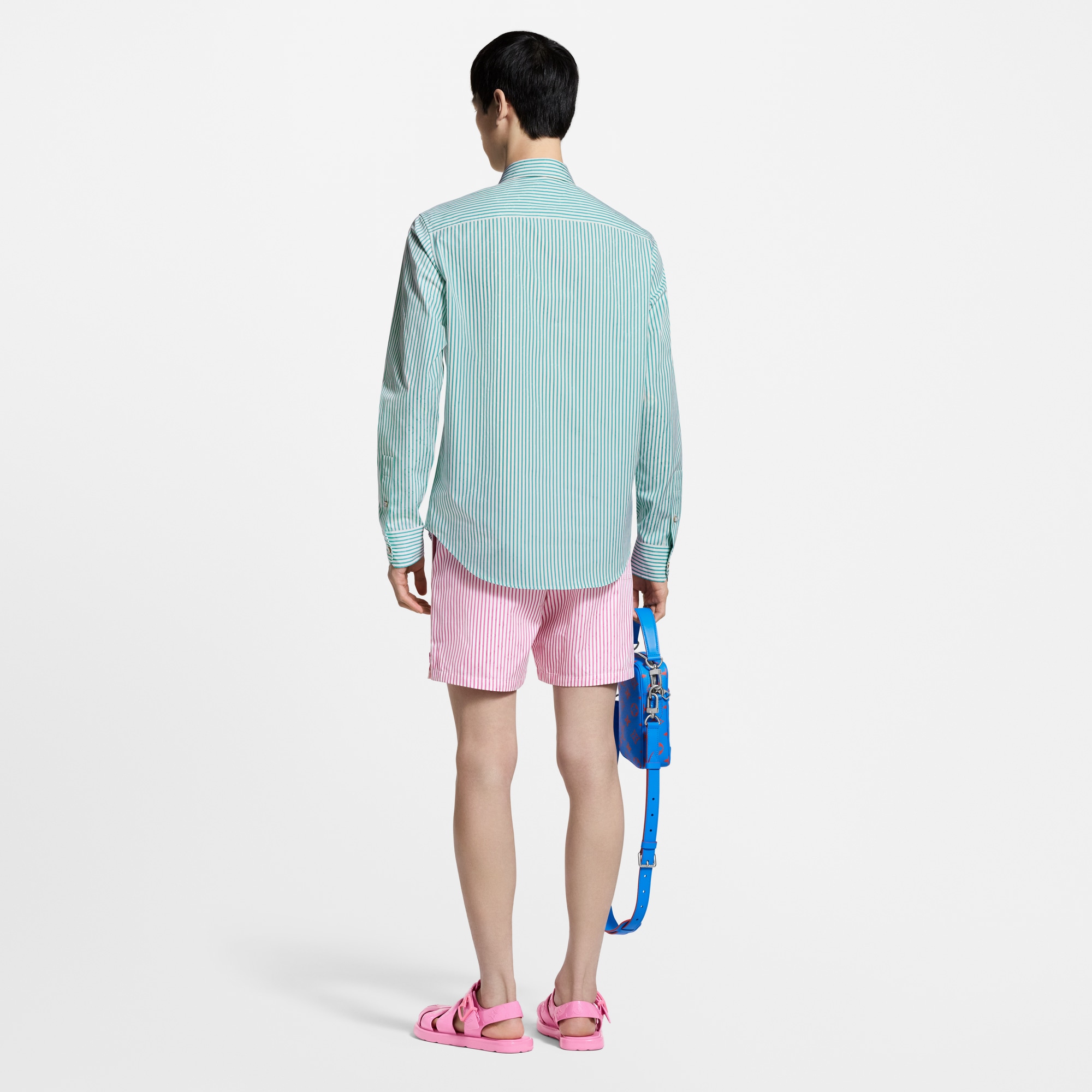 Monogram 條紋休閒短褲  in 男士