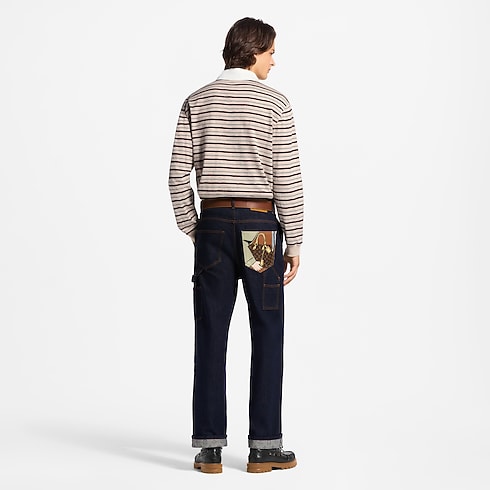Monogram 圖案條紋長袖 Polo 衫 ambiance view