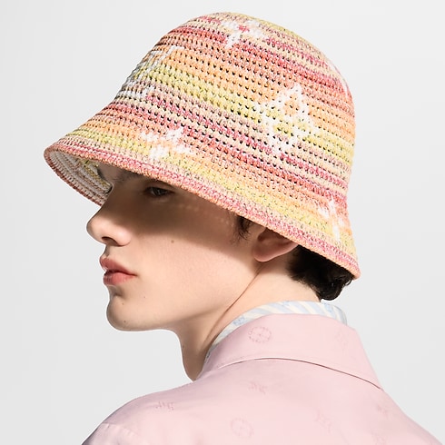 Monogram Stripes Crochet Bucket Hat . in Men's Accessories Hats, Beanies and Socks collections by Louis Vuitton (Product zoom)